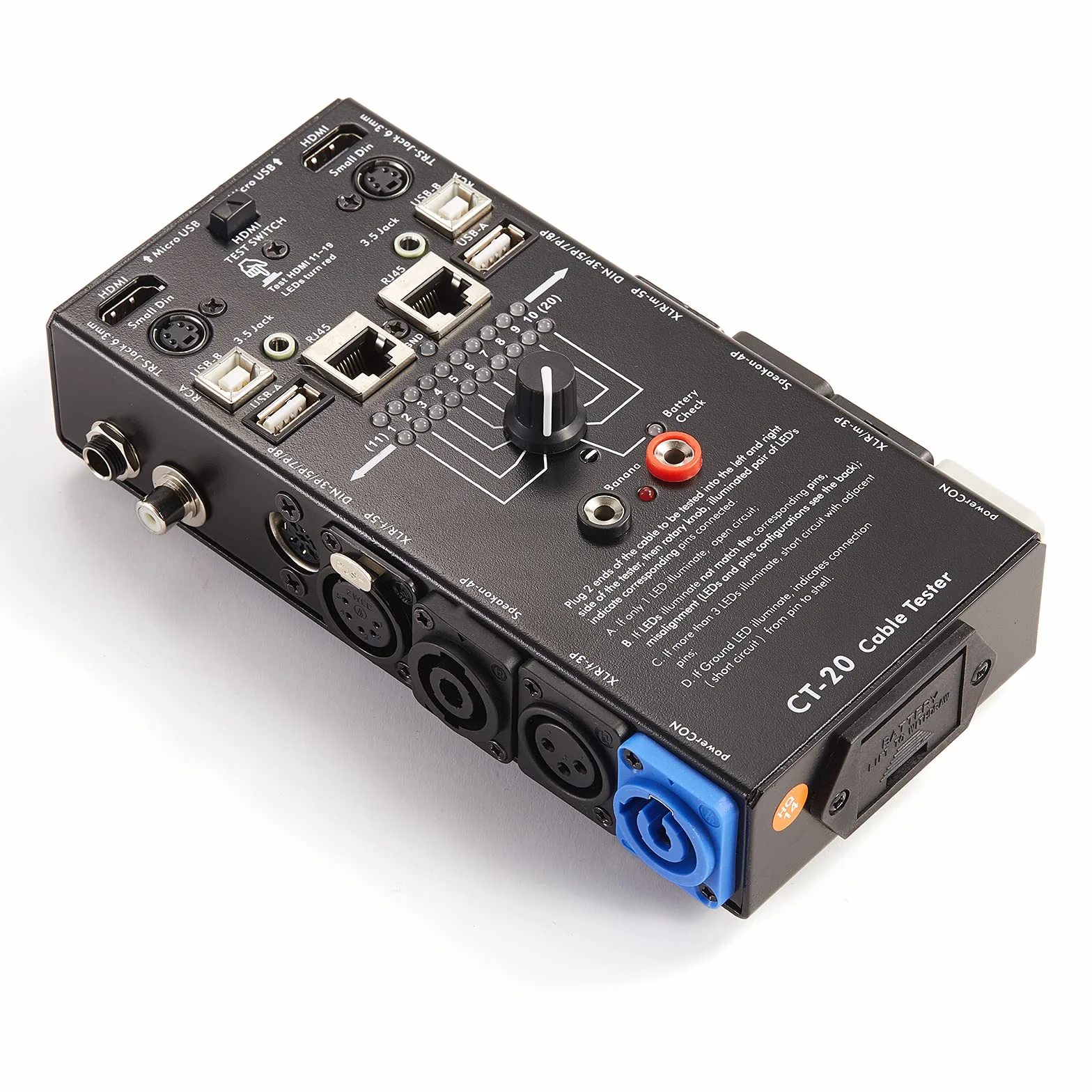 MFL. Probador de cable de audio de 15 enchufes, buscador de líneas, negro, 15 en 1, interruptor de 10 vías, rastreador de cables con indicadores LED, rectangular