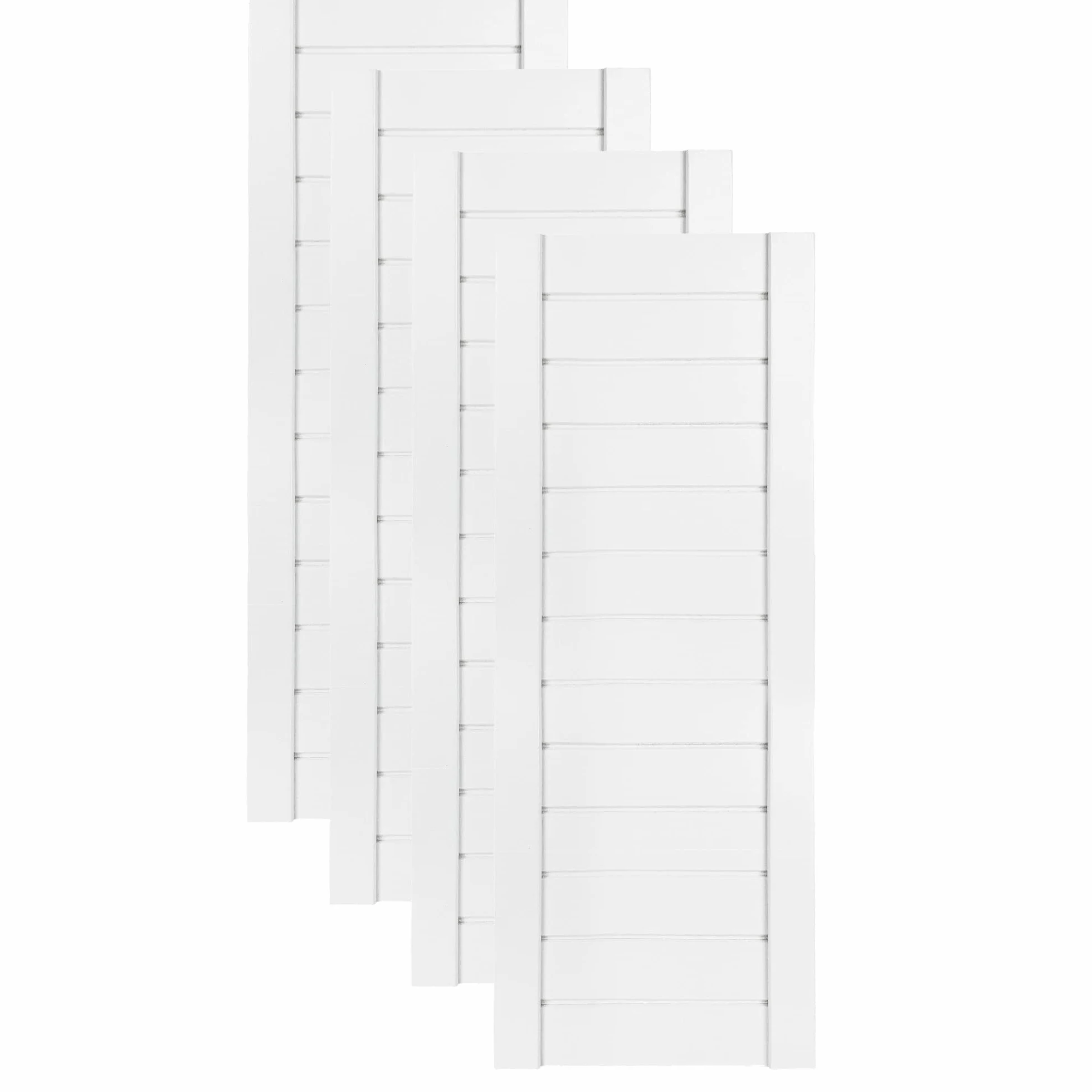 DecoMeister Puertas de Lamas Blancas de Madera Maciza con Tablones Listones Cerrados Para Armario Frente de Mueble Imprimado de Dimensiones 294x766 mm Juego de Cuatro Piezas