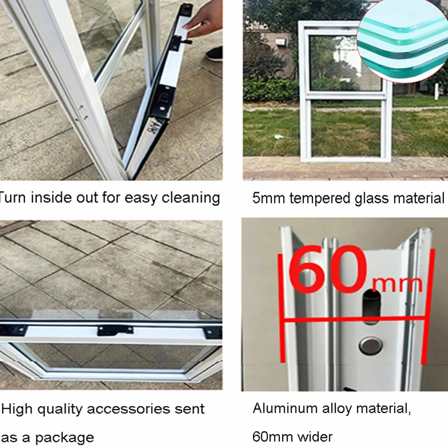 Salas Ventanas, Abra La Ventana Deslizante Vertical del Sótano, Ventana De Vidrio Servicio Camión Comida con Inclinación Inferior para Mejoras En El Hogar(80x120cm)