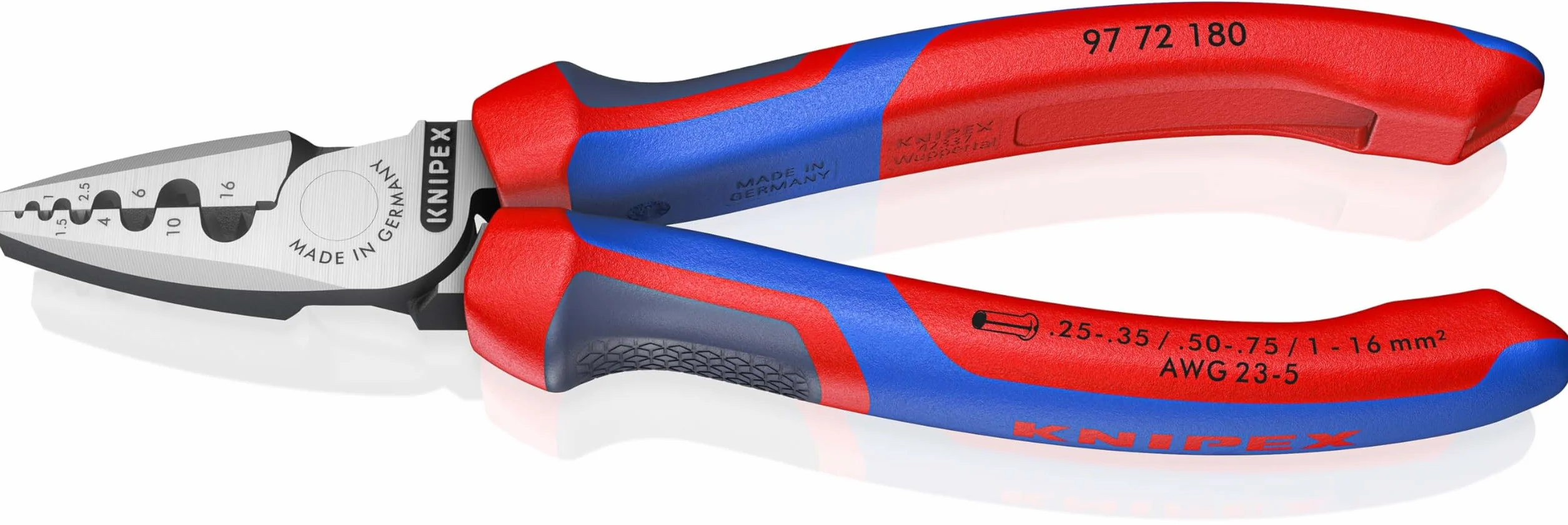 KNIPEX Crimpadora para punteras huecas con mangos confort 180 mm, 97 72 180