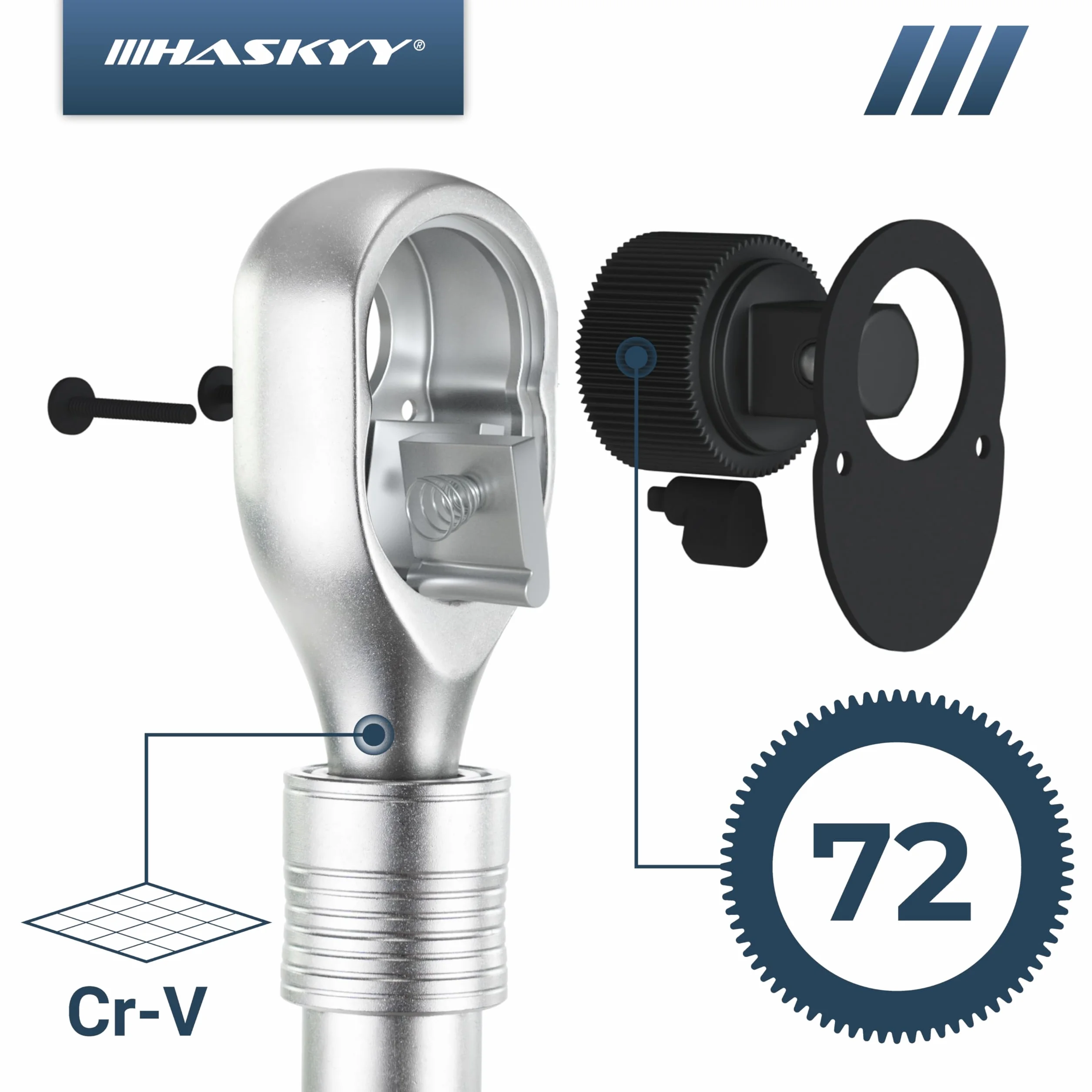 HASKYY Llave de carraca telescópica de 1/2", 61-75 cm, extensible, 610-750 mm, par de torsión 768 Nm