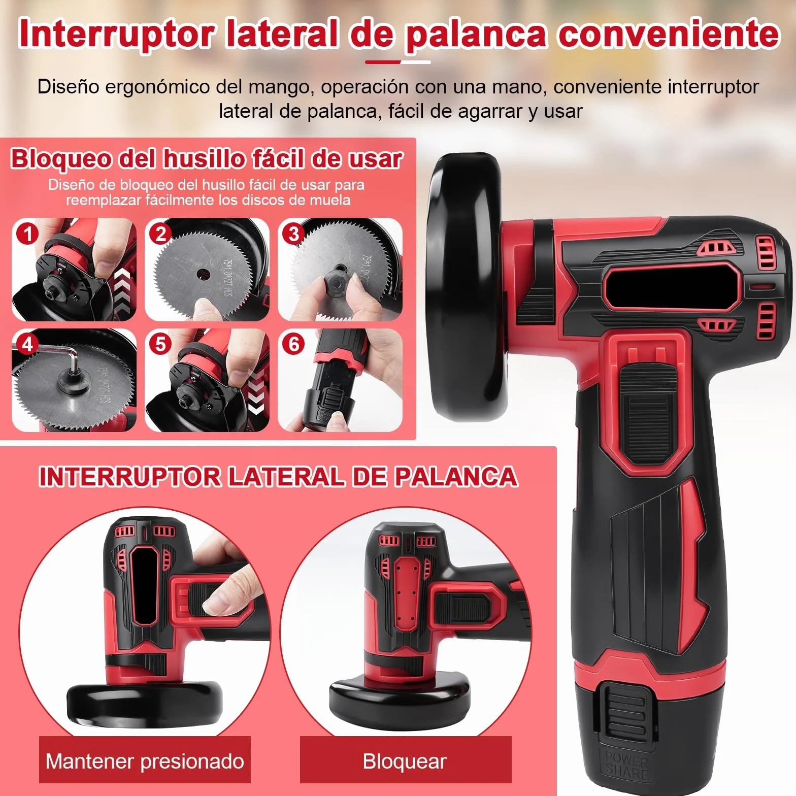 Mini Amoladora Angular Bateria, 19500rpm 76mm Mini Radial Bateria Con 2 Baterías 1300mAh 12V Y Discos Para Cortar Y Pulir, PequeñA Amoladora Inalambrica Para Esmerilar, Pulir, Cortar