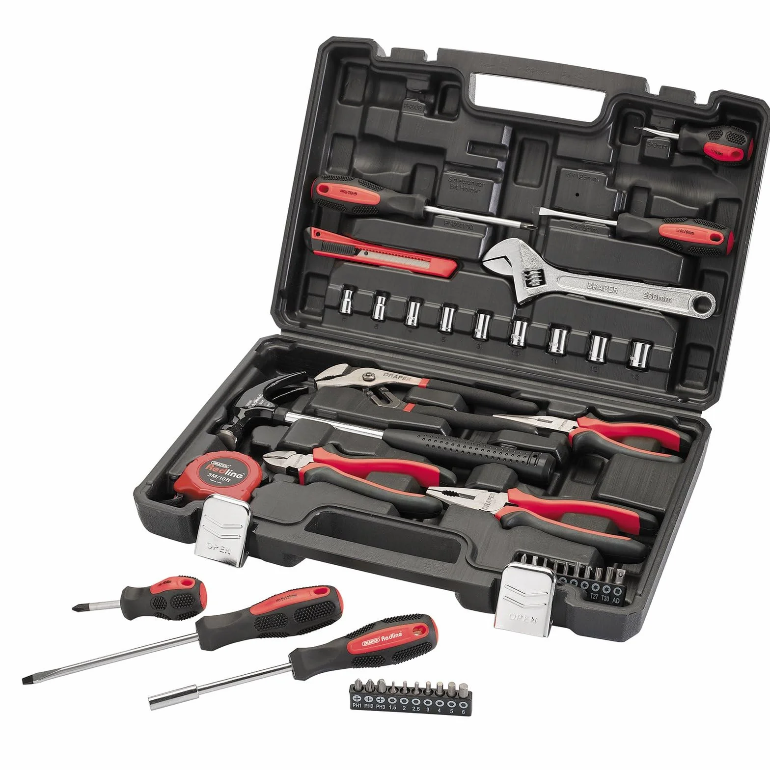 Draper 70382 Redline Kit de herramientas (43 piezas) DIY Toolkits, rojo y negro, talla única
