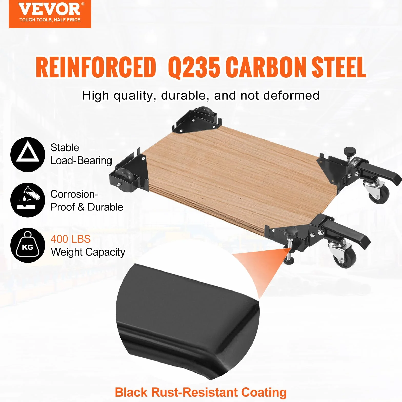 VEVOR Base Móvil de Capacidad de 181,4 kg Ajustable de 241,3x241,3mm hasta el Infinito Soporte de Base Móvil Universal Resistente con Ruedas Giratorias para Equipos de Carpintería, Muebles, Máquinas