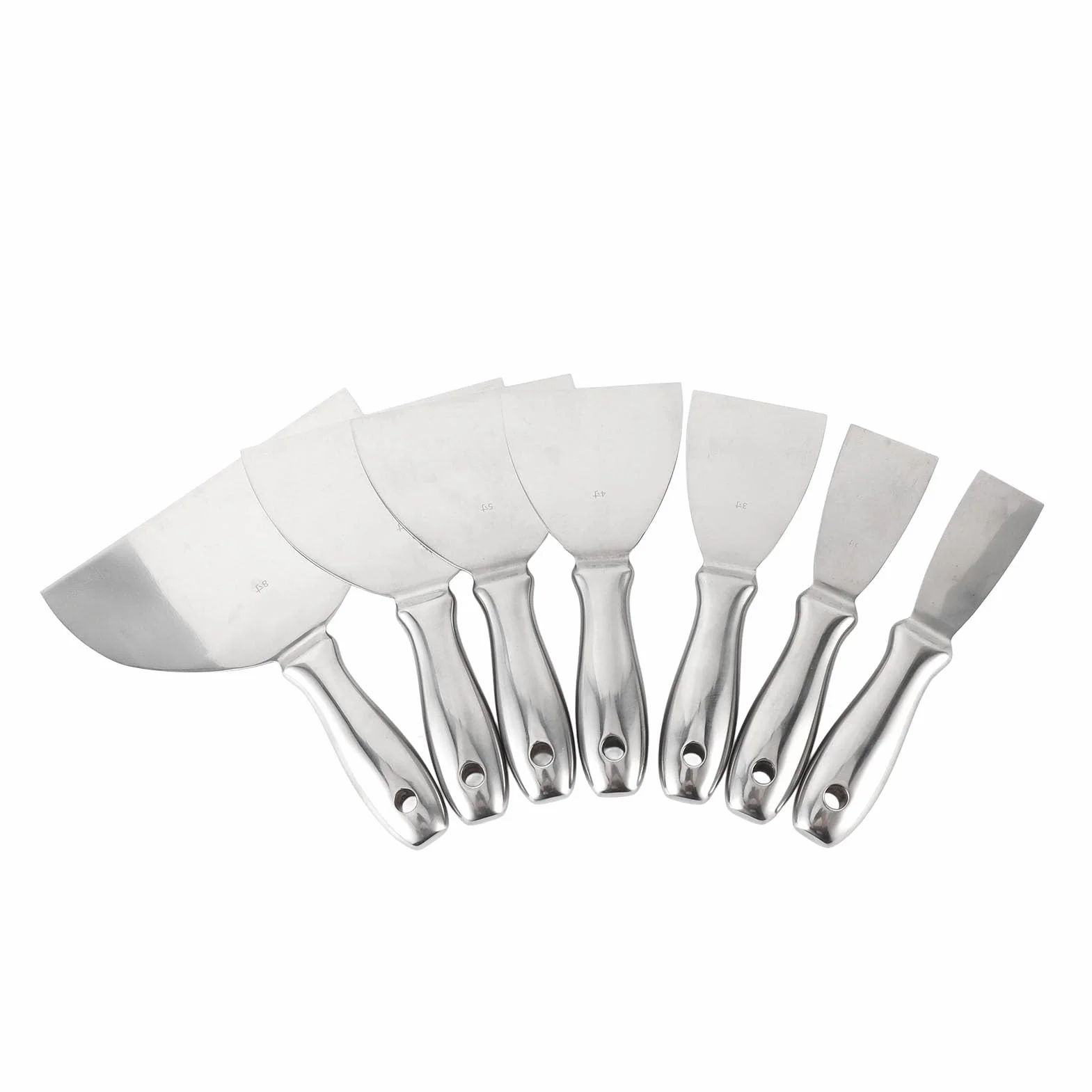 Juego de Espátulas para Masilla de Acero Inoxidable, Agarre Cómodo, Varios Tamaños, con Orificio para Colgar, para Reparar Paneles de Yeso, Quitar Papel Tapiz, Aplicar Masilla,