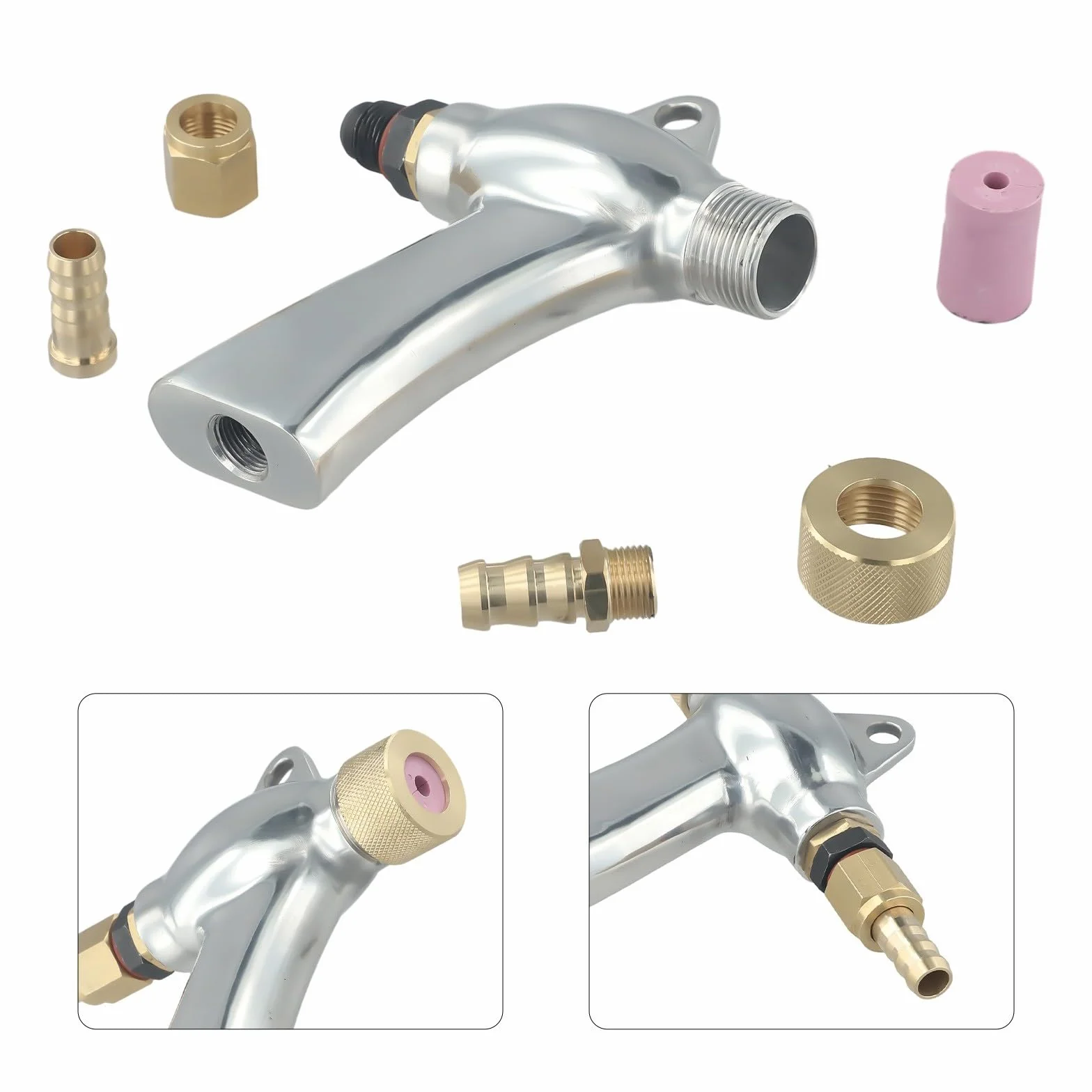 Pistola de arena de mano, para eliminación de óxido, pintura y revestimiento, cuerpo de aleación de aluminio, accesorio de latón, 5 boquillas de cerámica (2 x 6 mm + 3 x 8 mm) (B)