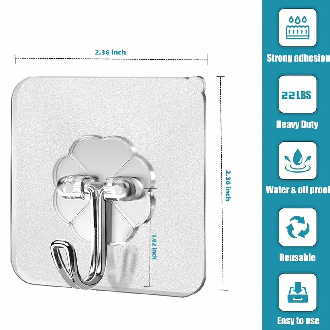 PAIDASHU Ganchos autoadhesivos, Ganchos para Colgar, Colgadores Adhesivos Resistentes, Paquete de 25 Ganchos de Pared Adhesivos, Máximo 10 kg, Sin Uñas, para Baño, Cocina, Toallas y Más