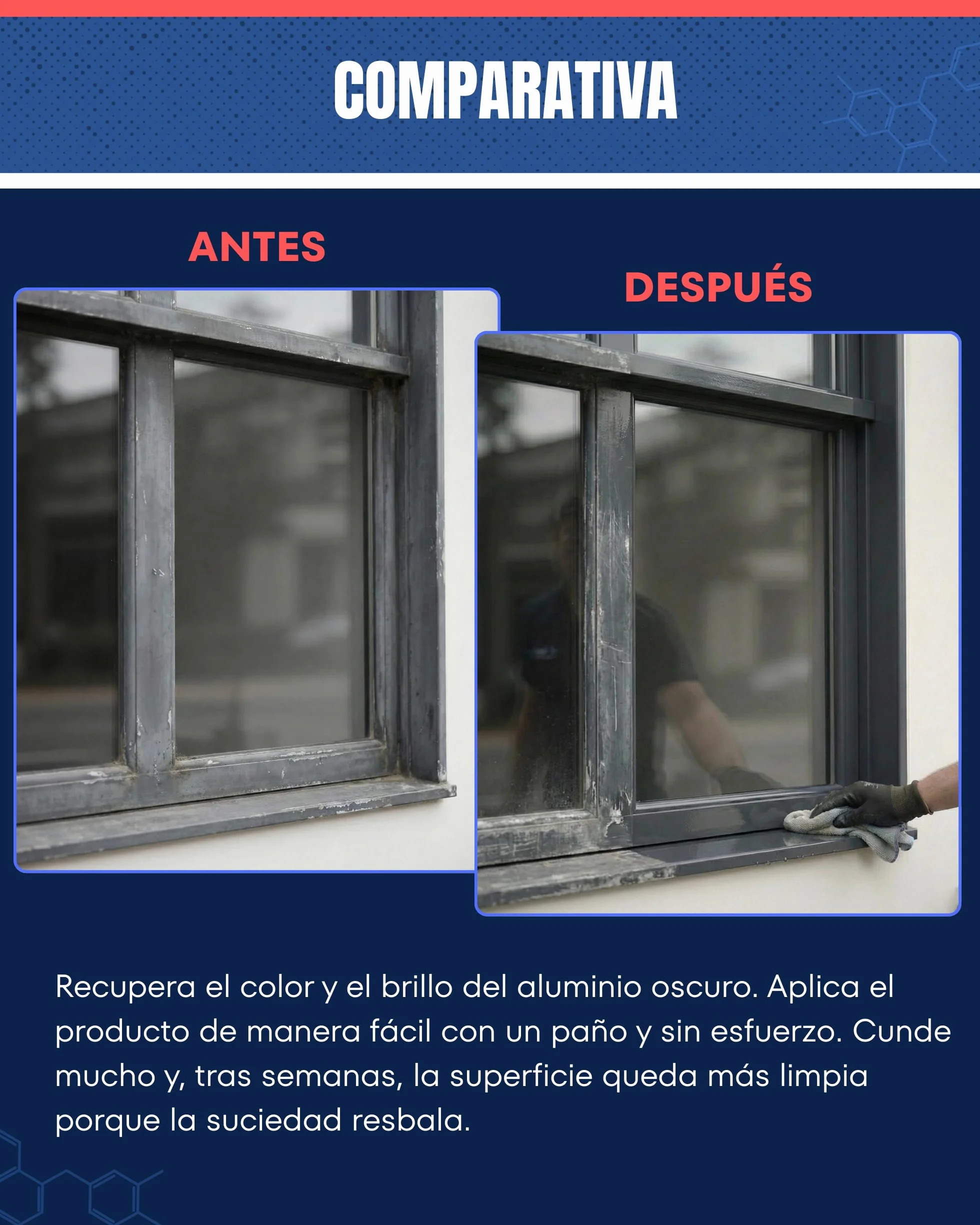 SLIKEM 1L - Restaurador Reparador Aluminio Lacado Oscuro con Silicona – Recupera Color y Brillo – Ventanas Puertas Persianas – Hidrofugante Antisuciedad