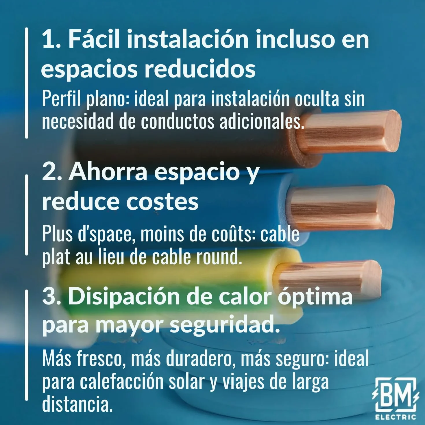 NYM - Cable YDYp de 3 x 1,5 mm² – Cable de alimentación tripolar, cable plano de 5 m, 10 × 5 mm, pasaventanas, cable para ambientes húmedos, conductor de cobre macizo, 300/500 V