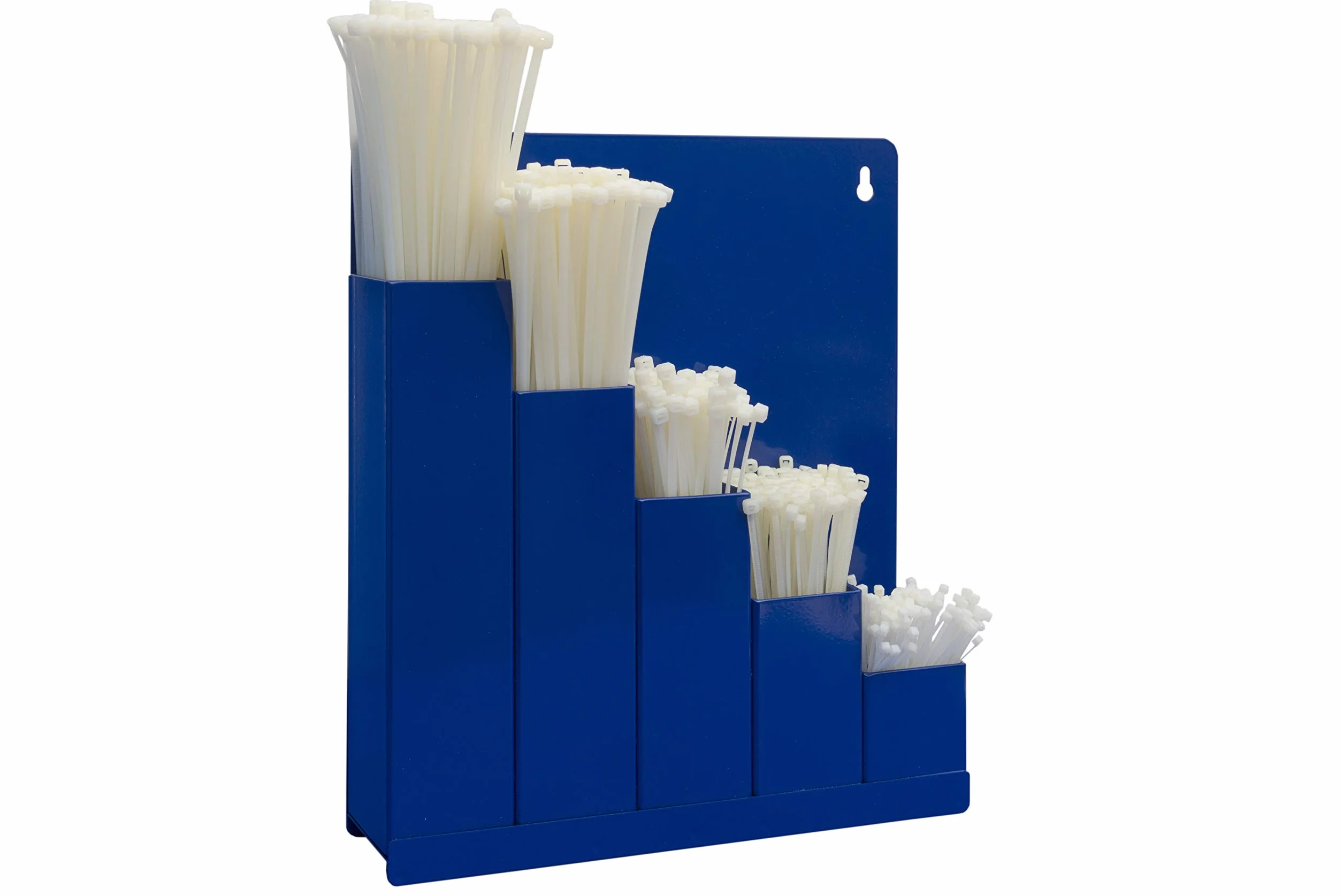 Caja organizadora de cables azul | con 5 x 100 bridas de colores naturales en diferentes tamaños | práctica para organización y almacenamiento