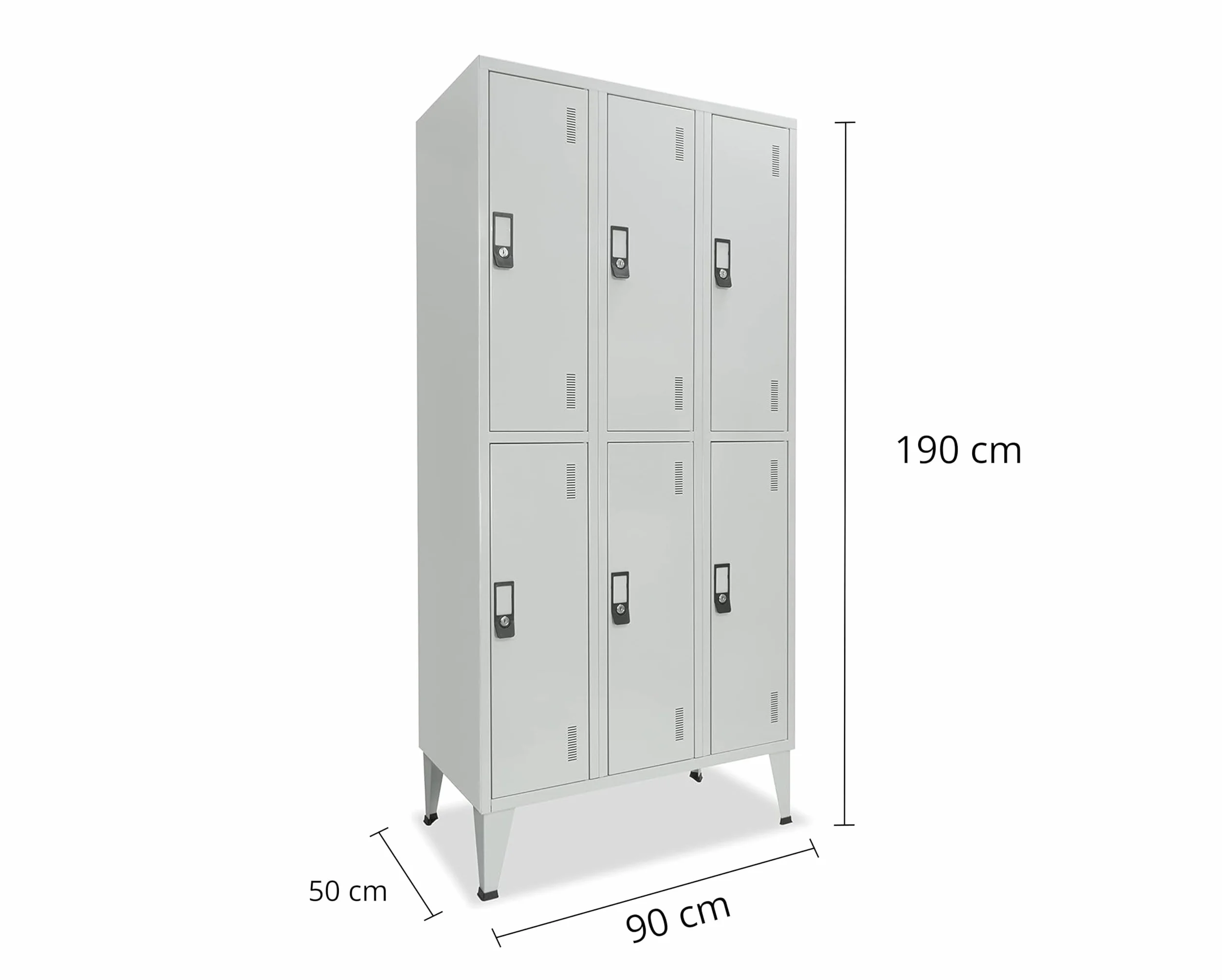 Taquillas Metálicas Triples 6 Puertas 1900x900x500mm