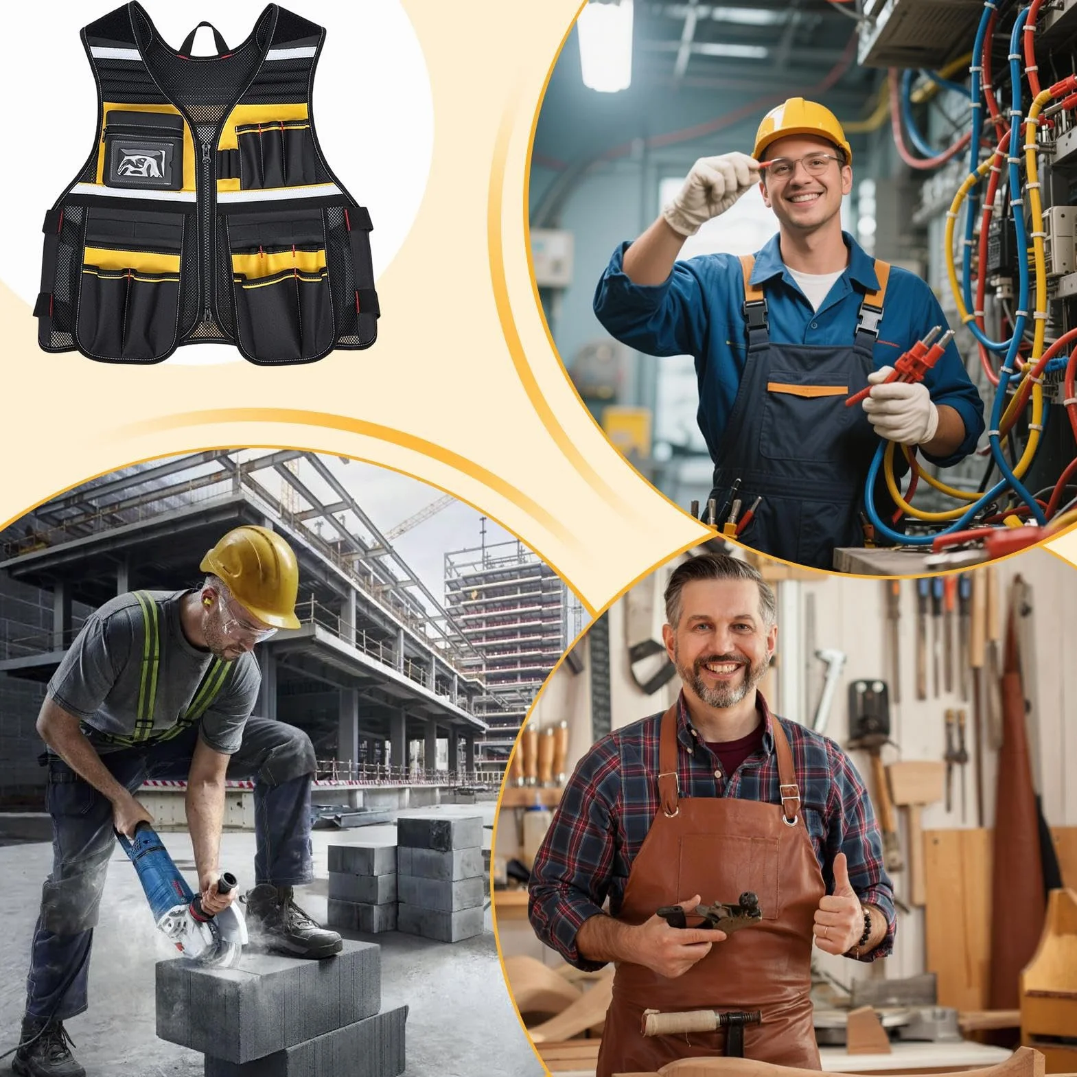 Chaleco De Trabajo Para Hombre, Arnés De Cinturón Organizador De Herramientas Multibolsillos, Chaleco Portaherramientas, Para Padre Carpintero Electricista Construcción Limpieza De Parrillas