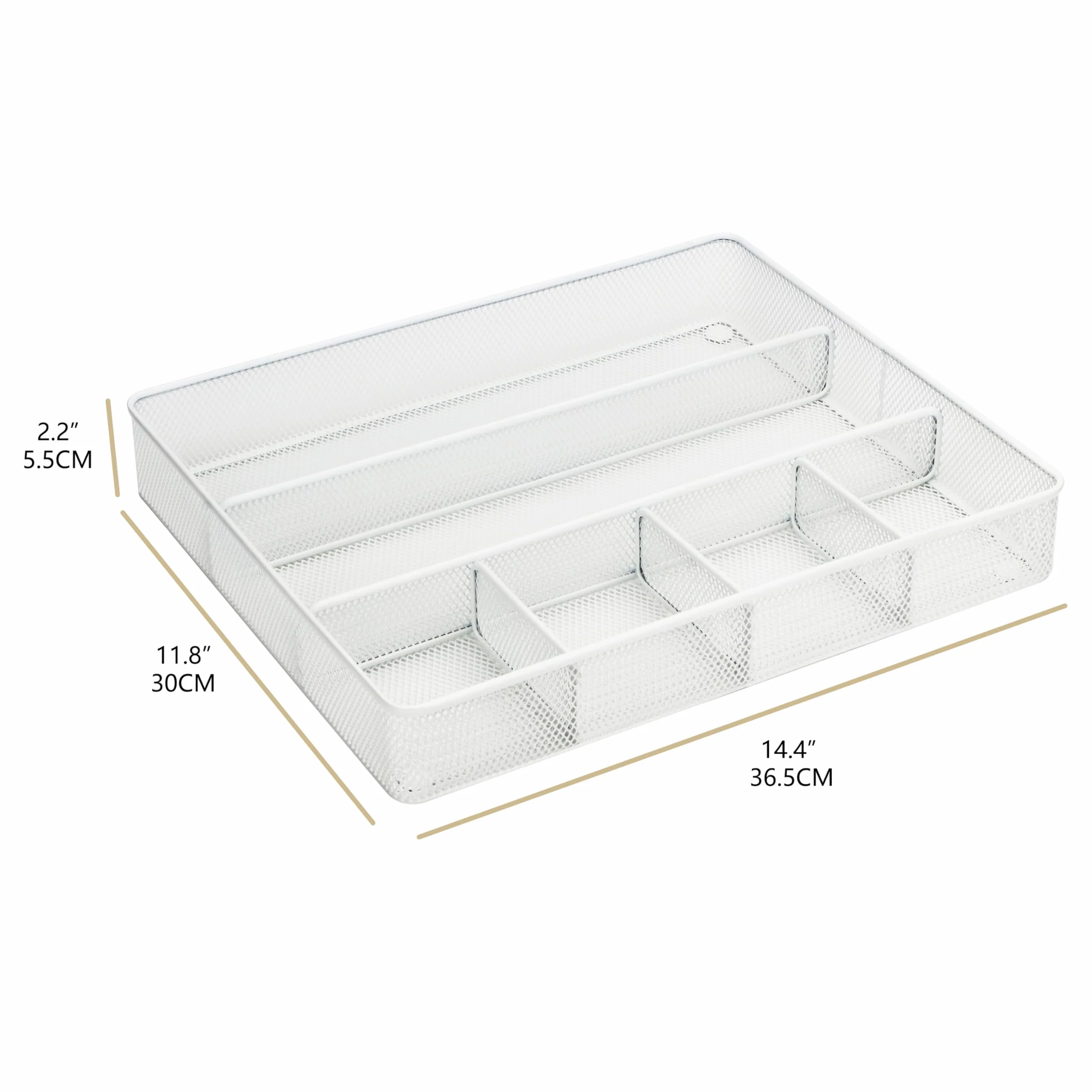 Annova Bandeja organizadora de cajones de escritorio, malla de metal, blanco