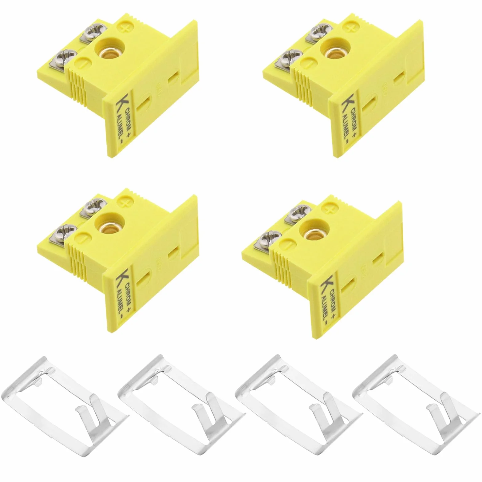 OTOTEC 4 Juegos de Conectores de Cable de Termopar Tipo K con Panel Minienchufe Amarillo con Instalación de Panel MPJ-KF de 21mm X 24mm X 14mm