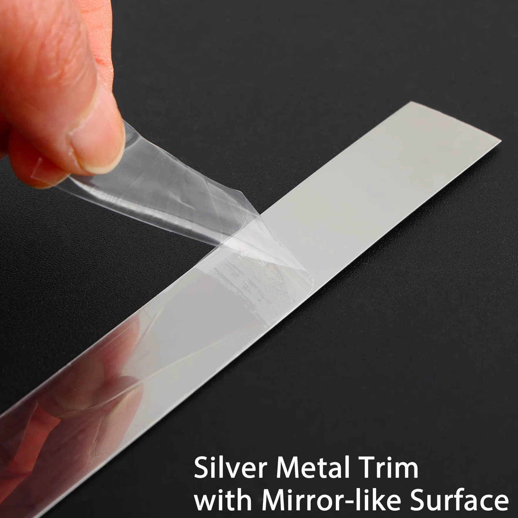 Trimold Moldura de Acero Inoxidable Cepillado, Tira Metálica Flexible Autoadhesiva 5m x 1cm Plateada
