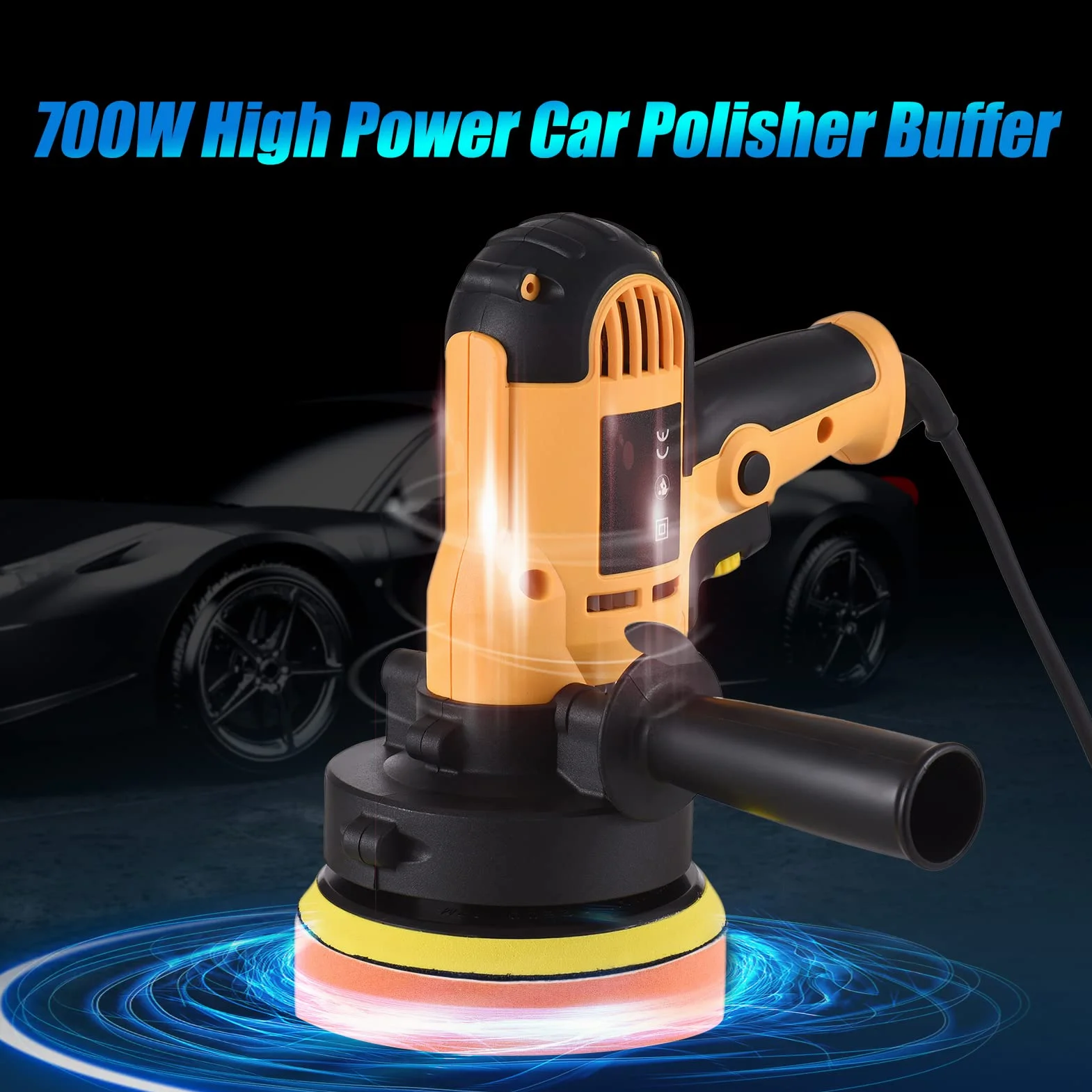 Pulidora Coche, Weytoll Kit de Pulidora de Automóvil Eléctrico de 5 Pulgadas 700W Auto Car Buffer 600-3700RPM Máquina de Pulido Variable, Máquina Pulidora para Muebles de Piso Cerámica Jade