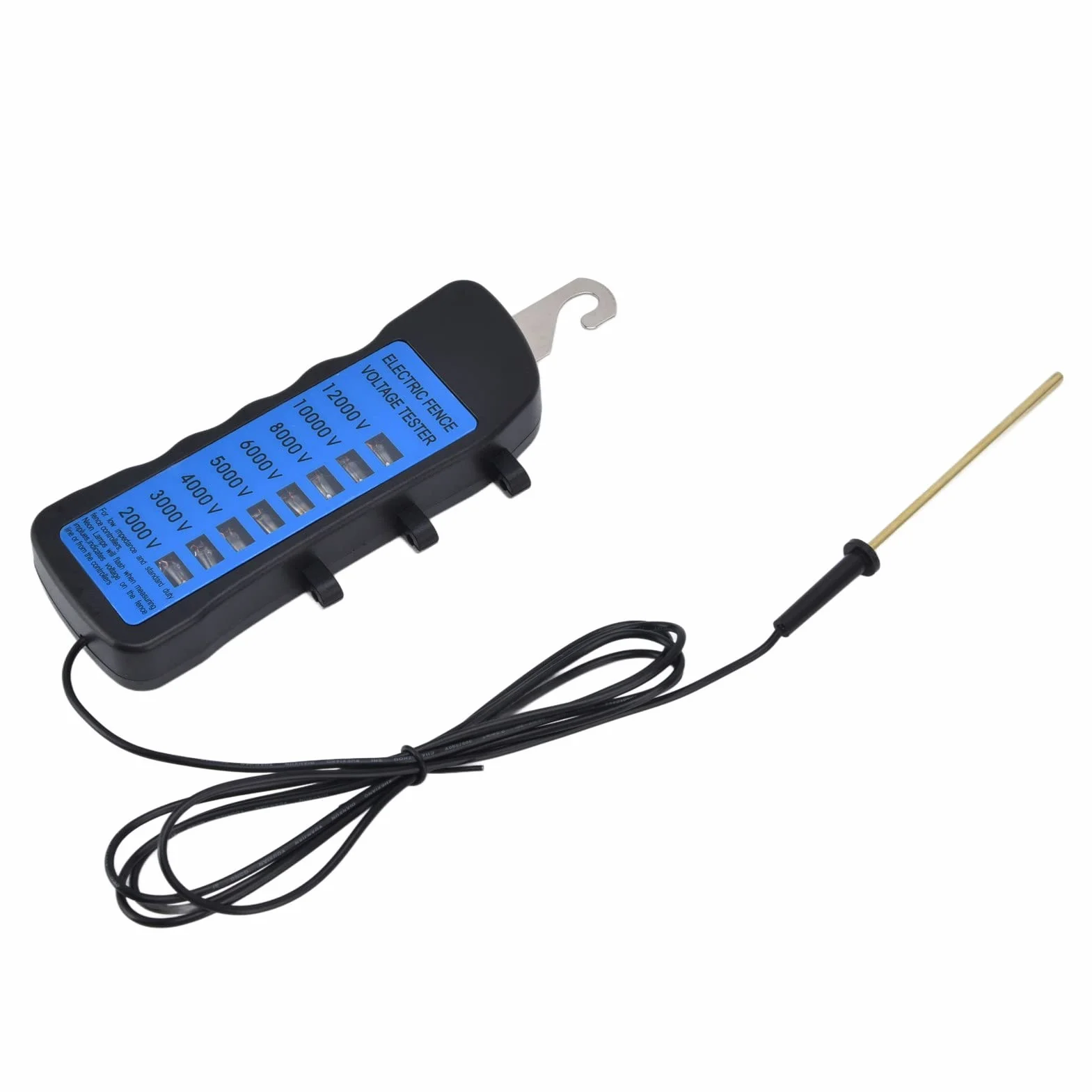 Comprobador de Corriente para Cercas Eléctricas 12KV 2000-12000V, 8 Luces Neon Impermeable para Granjas (ABS, Sin Batería)