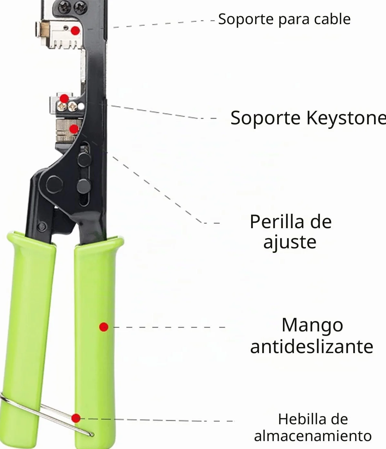 Herramienta de perforación Keystone Jack de 180 grados (solo compatible con conectores específicos AMP 110 Series de 8 posiciones), adaptador CAT5/5e y CAT6/6A, crimpadora de terminación rápida,