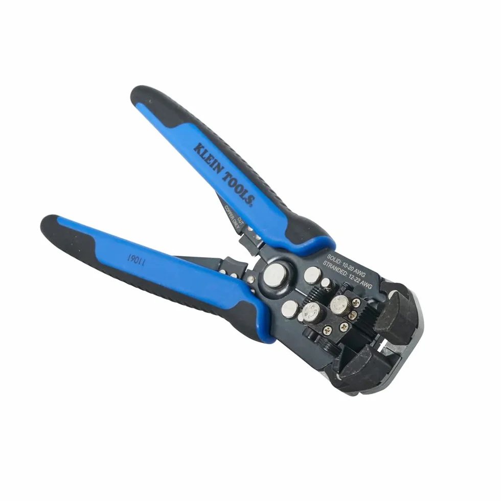 Klein Tools 11061 | Pelacables autoajustable 0,2–1 mm² | Cabeza autoajustable | Tope regulable | Rueda de tensión | Cortador integrado | 21 cm