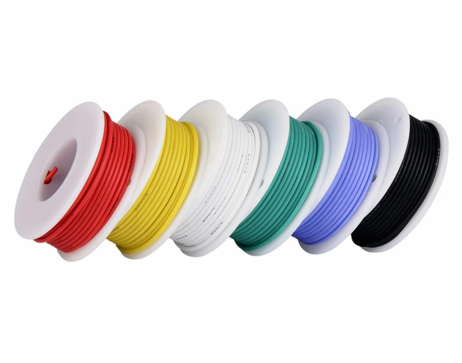 TUOFENG Cable eléctrico de 18 AWG, cable de conexión de cable flexible de calibre 18 (6 bobinas de 4 colores diferentes) Resistencia a altas temperaturas de cable trenzado 600V