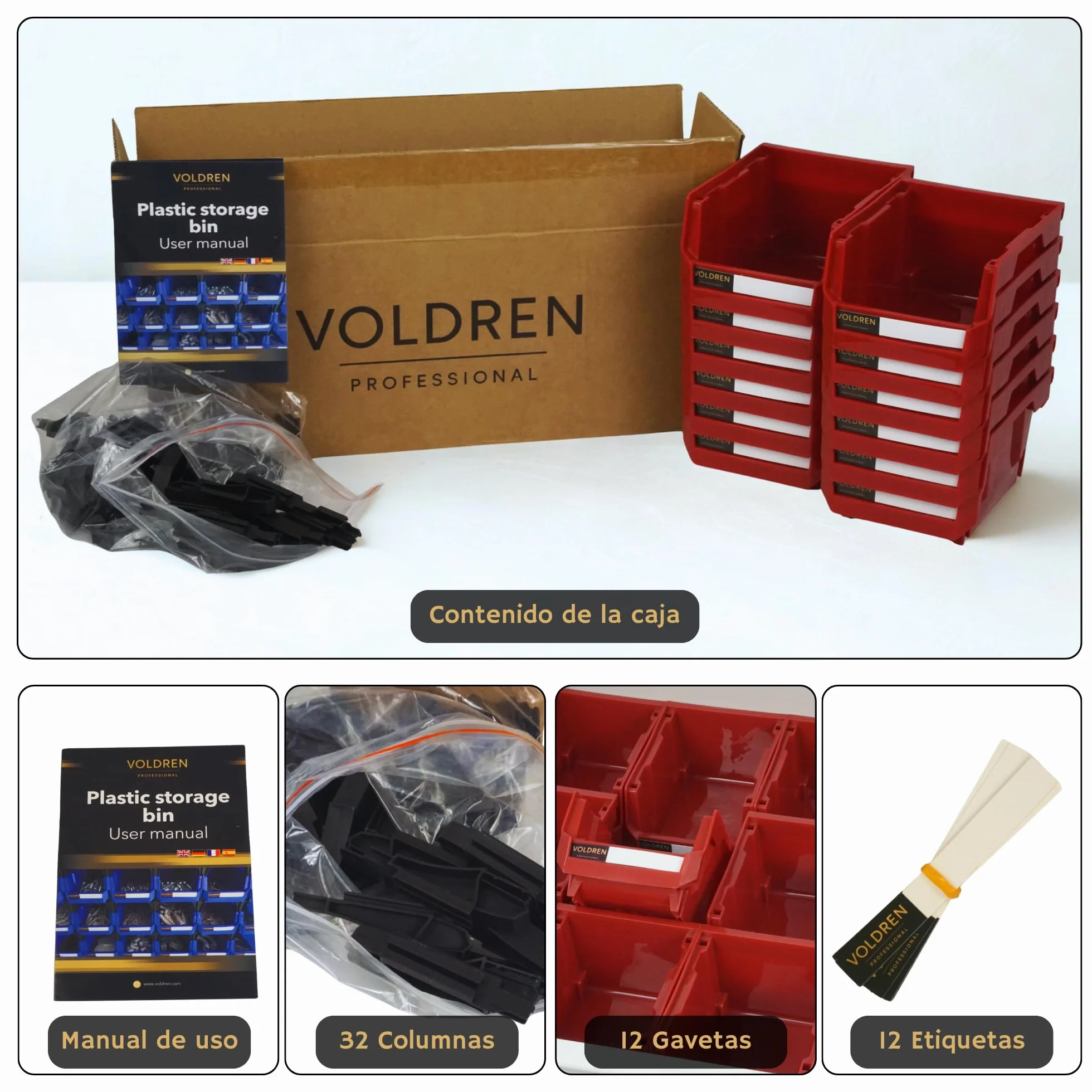 Gavetas organizadoras apilables - Organizador tornillos - Cubetas plastico almacenaje - Organizador cajones - Clasificador apilable taller - Estanteria gaveta herramienta (Azul, 12)
