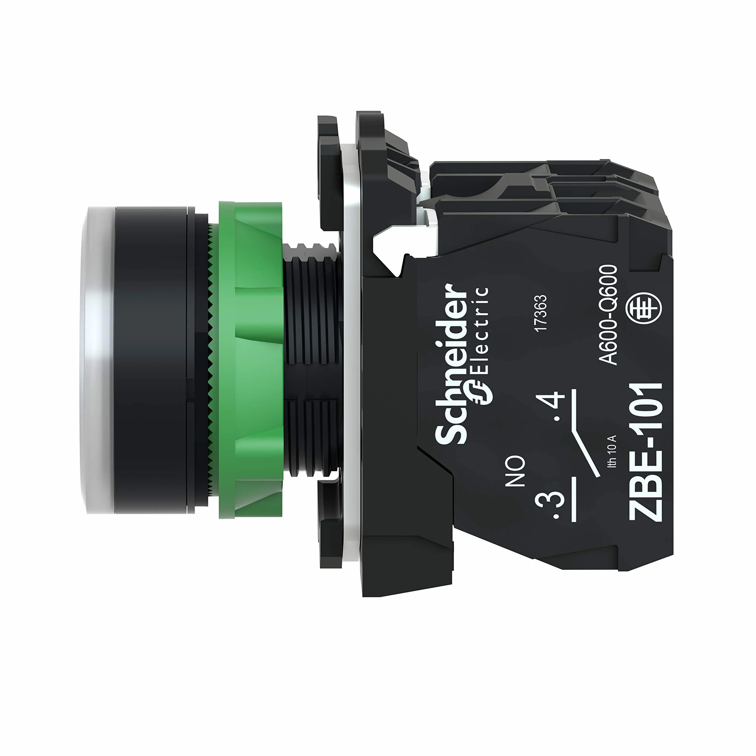 Schneider Electric XB5AW31M5 Pulsador Luminoso, 1NA+1NC, 220-240V, 22mm Ø, 57mm x 30mm x 42mm, Blanco
