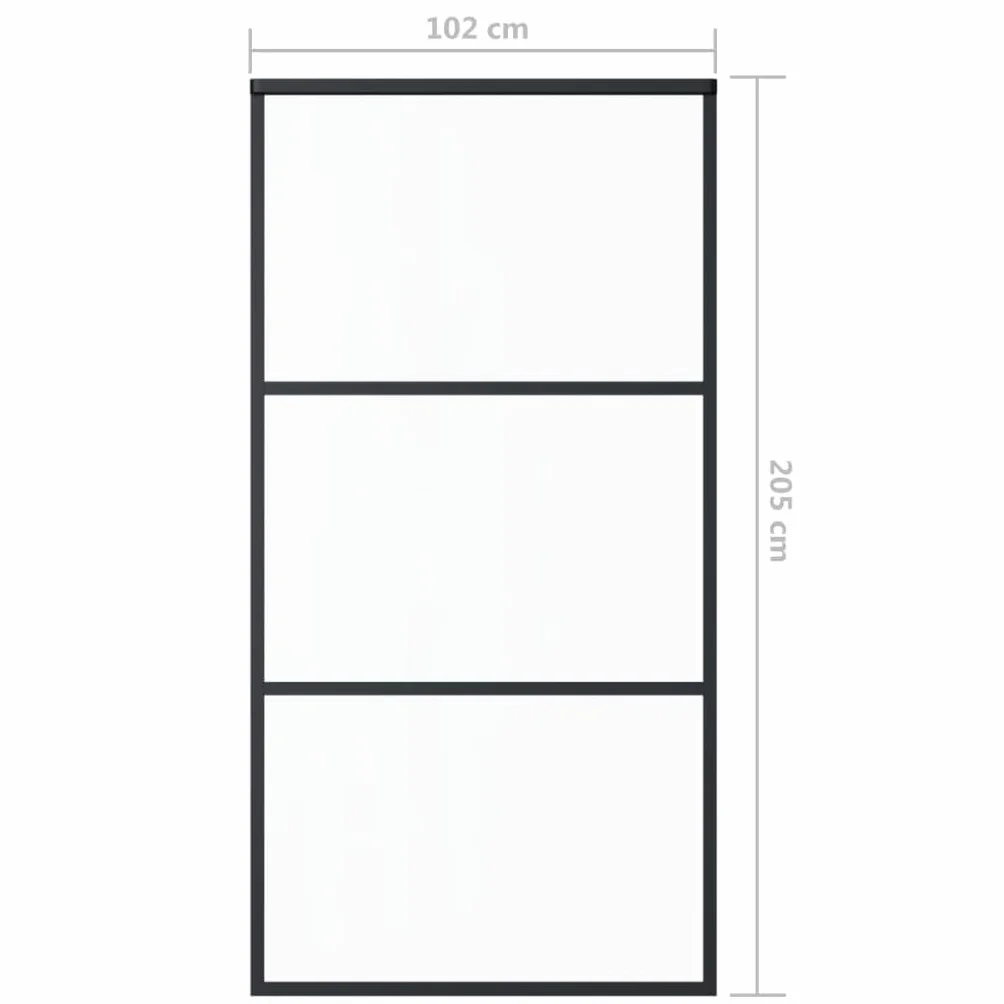 vidaXL Puerta Corredera con Herrajes Entrada Corrediza Deslizante Hogar Cuarto de Baño Salón Sala de Estar Habitación ESG Vidrio y Aluminio 102x205 cm