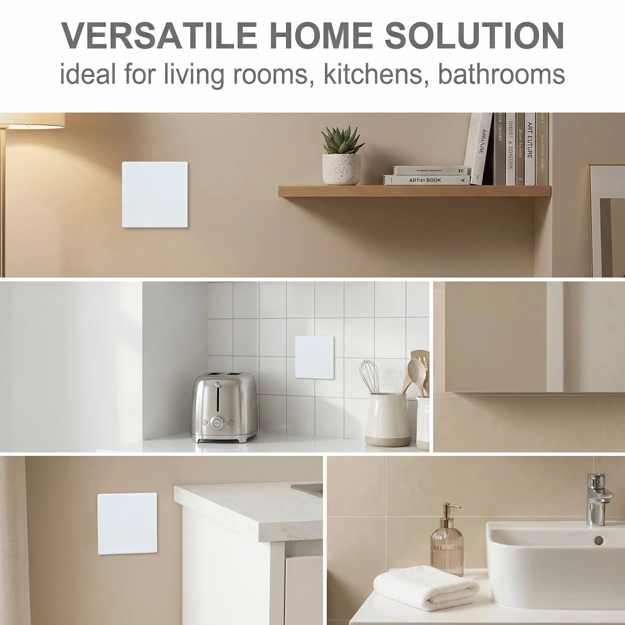 3 Piezas Tapa Enchufes, Tapa Ciega Enchufe Pared, Tapas Ciegas Empotradas Autoadhesivas 86x86 mm, Plástico Blanco, Para Enchufes o Interruptores No Utilizados