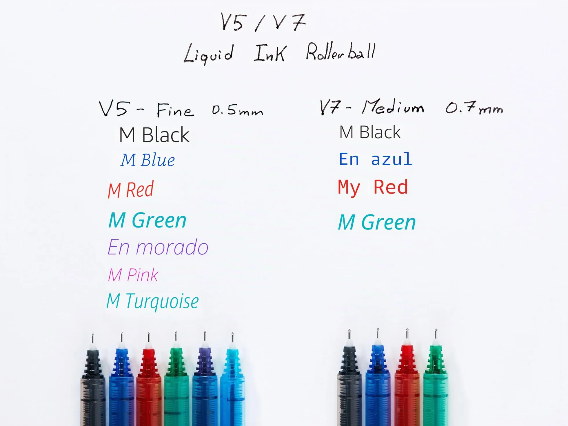 PILOT Caja de 4 V5 Bolígrafos Roller Tinta Líquida Punta de Aguja Fina 0,5mm Azul