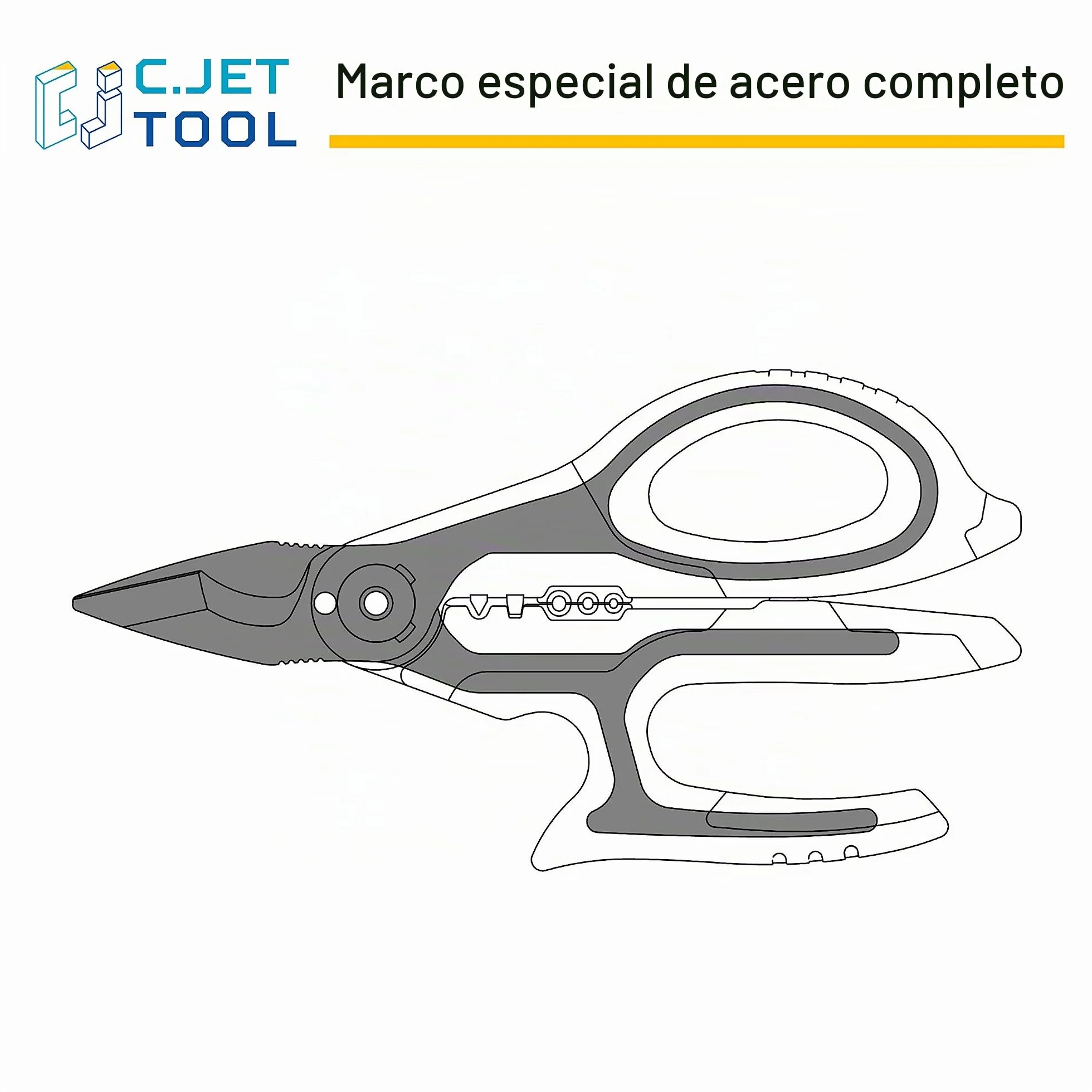C.JET TOOL Tijeras Electricista Profesional, 170 mm/7" de acero inoxidable, diseño multi-agarre de aluminio de cobre cable suave