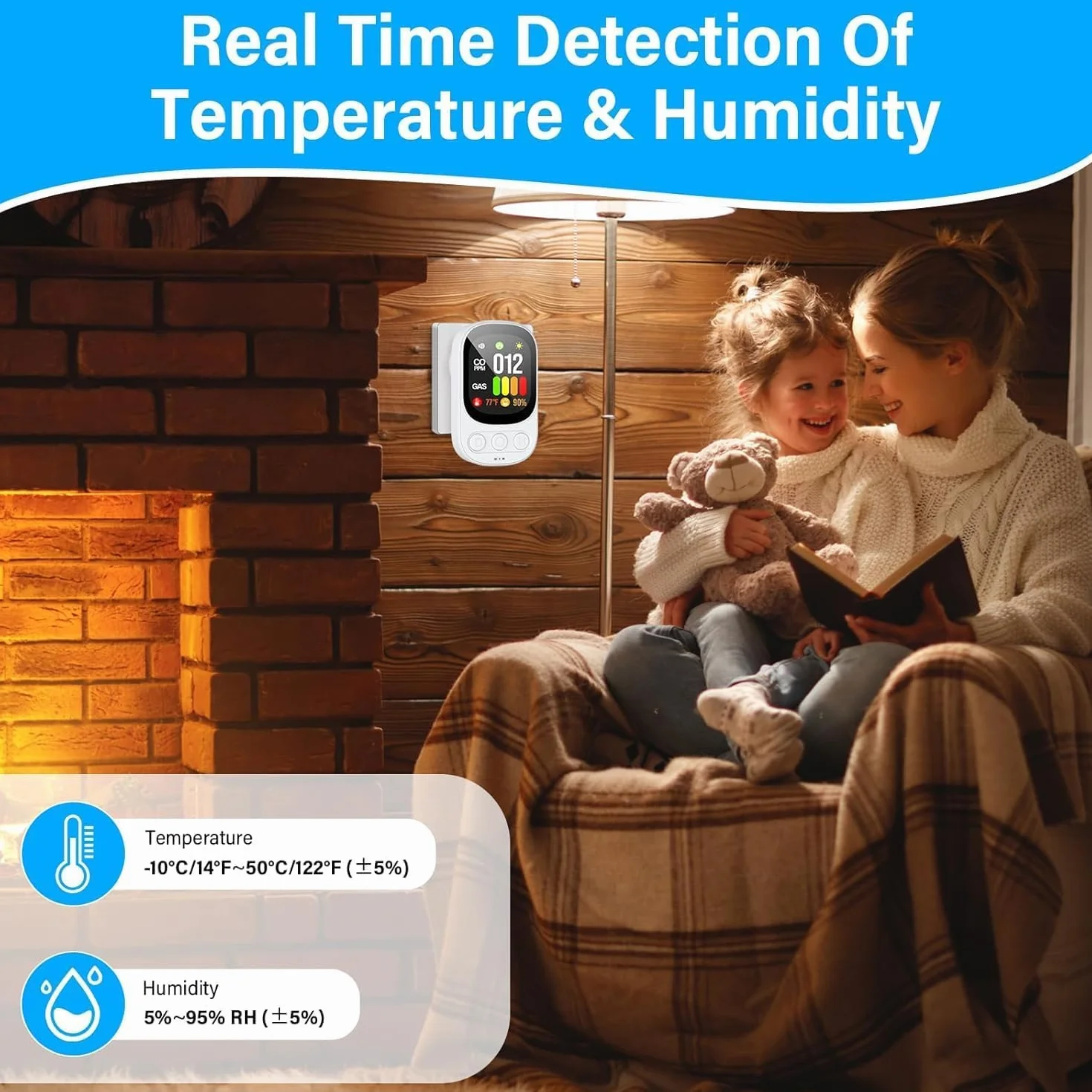 Detector Monóxido de Carbono Detector Gas CO Enchufe Alarma Gas Detector Gas Combustible - Sensor 2en1 CO & Gas Alarma 2s 50ppm Pantalla LCD para Hogar Cocina Garaje Autocaravana