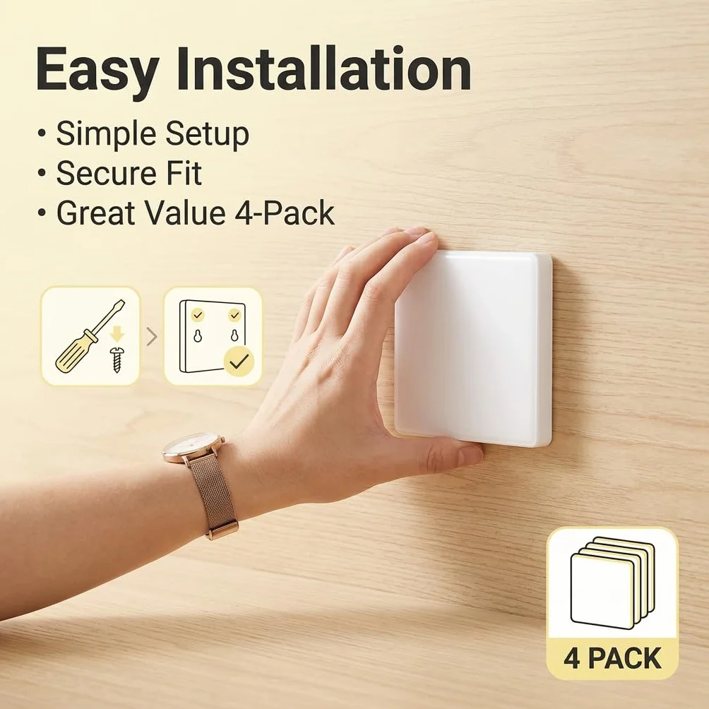 4 tapas ciegas para enchufe cuadrado blanco, cubierta universal para orificios de pared para caja empotrada, cubierta de plástico para enchufes no utilizados y cajas de interruptores en el hogar