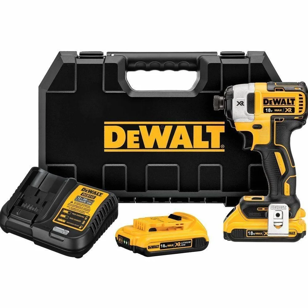 DEWALT DCF887D2-QW - Atornillador Impacto sin Escobillas XR 18 V, 2.0 Ah, 205 Nm, 3 Velocidades, Motor sin Escobillas, Luz LED Triple, Incluye 2 Baterías, Cargador Multivoltaje y Maletín de Transporte