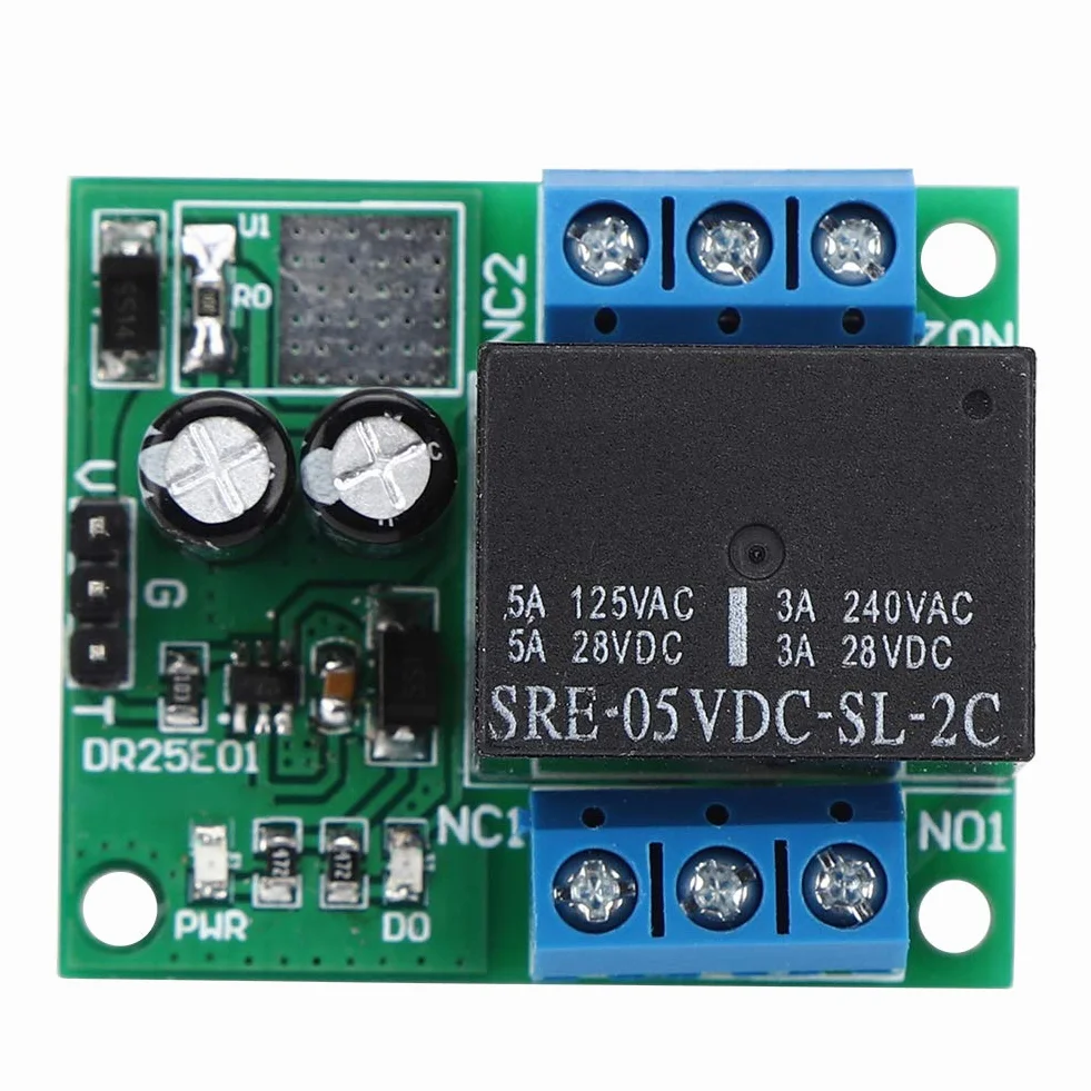 Módulo Relé Biestable DPDT 5V 12V DC con Control Pulso Bajo y LED Indicador para Automoción y Computadoras 39.5x33.3x23.3mm
