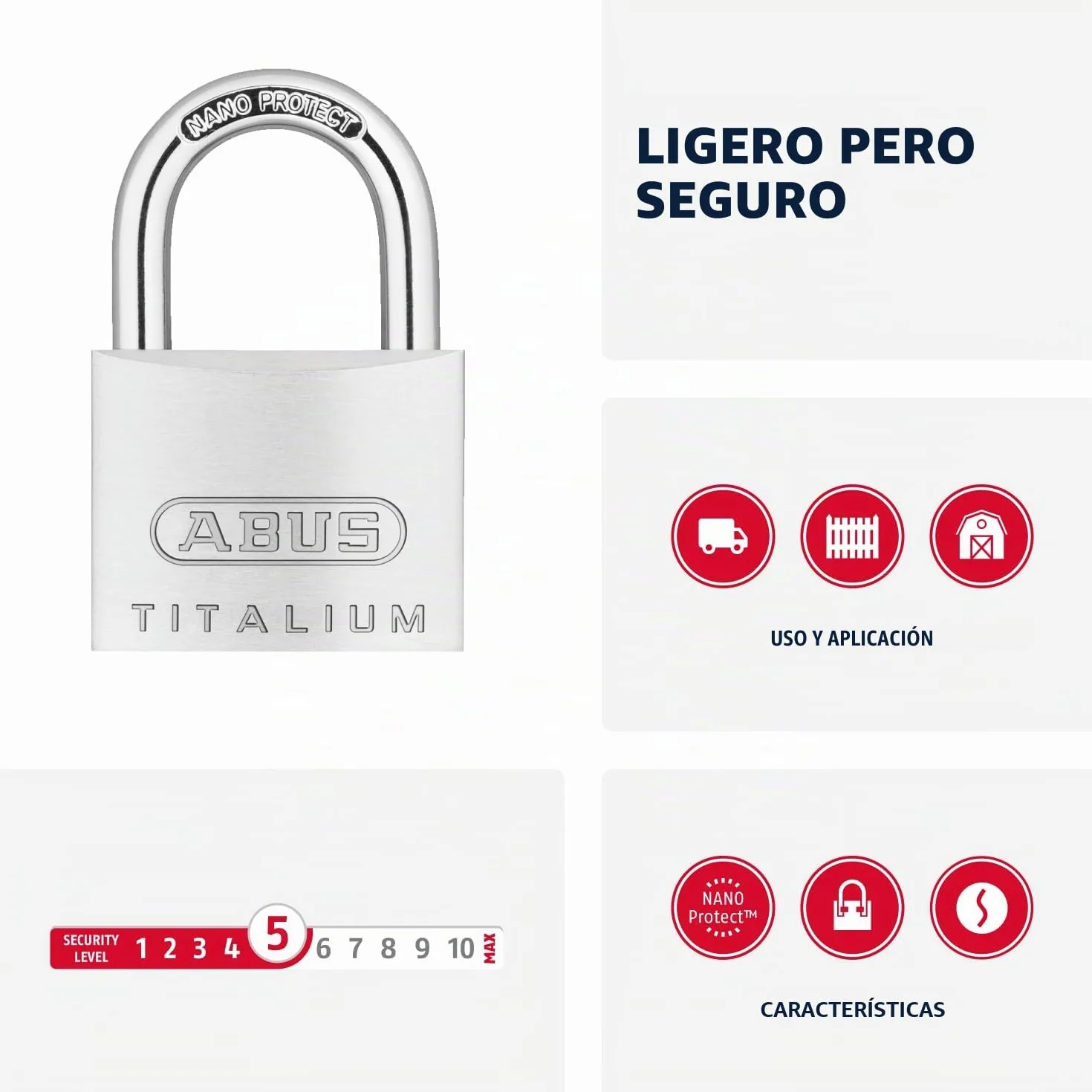 ABUS Candado de Titalium 64TI/40 - juego de 2 - cierre igualado - candado para sótanos con cuerpo de aluminio especial - arco de acero endurecido - nivel de seguridad ABUS 5