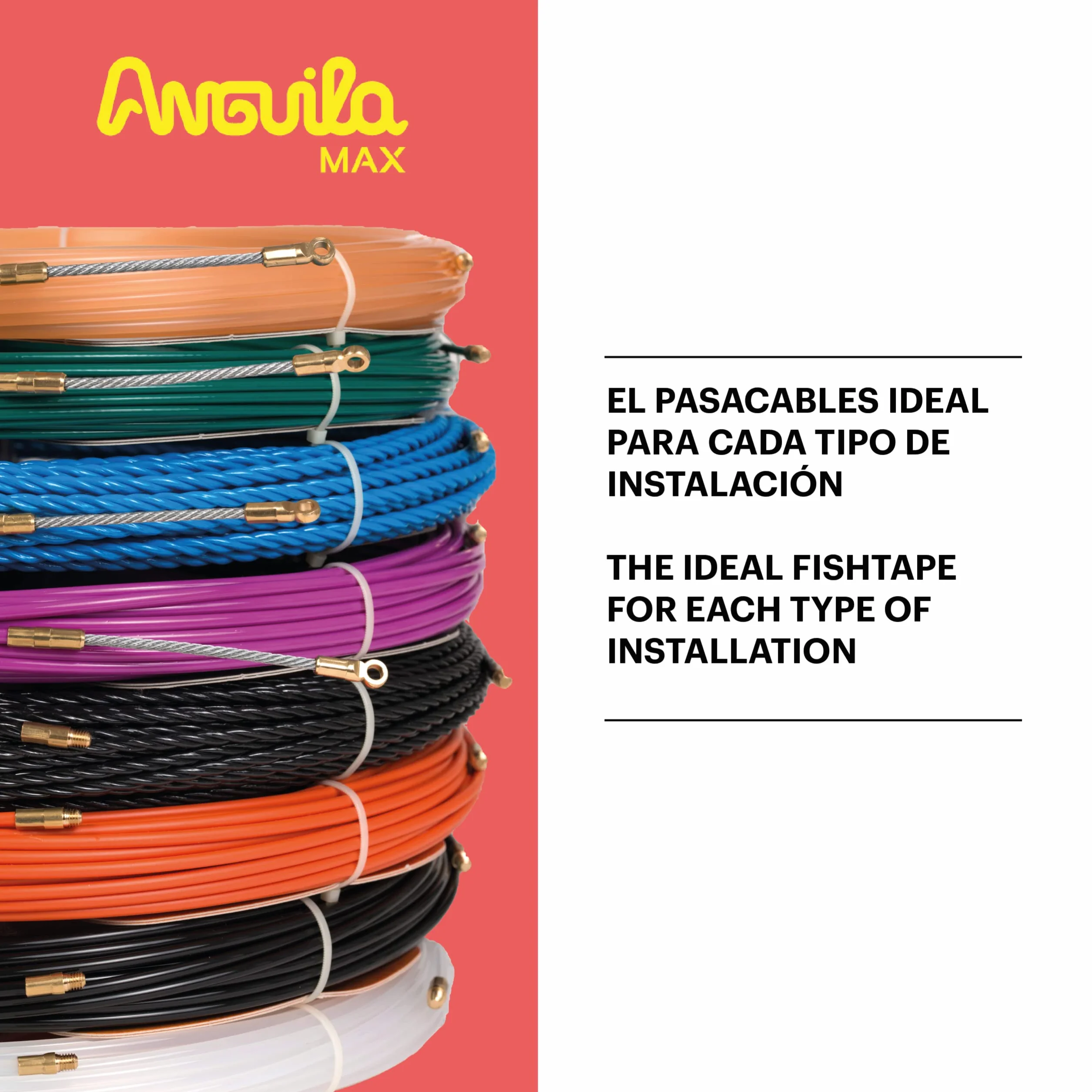 Anguila Max | Guía Pasacables | Terminales Mixtos | Acero + Nylon | Color Púrpura | Diámetro 4mm | 12 metros