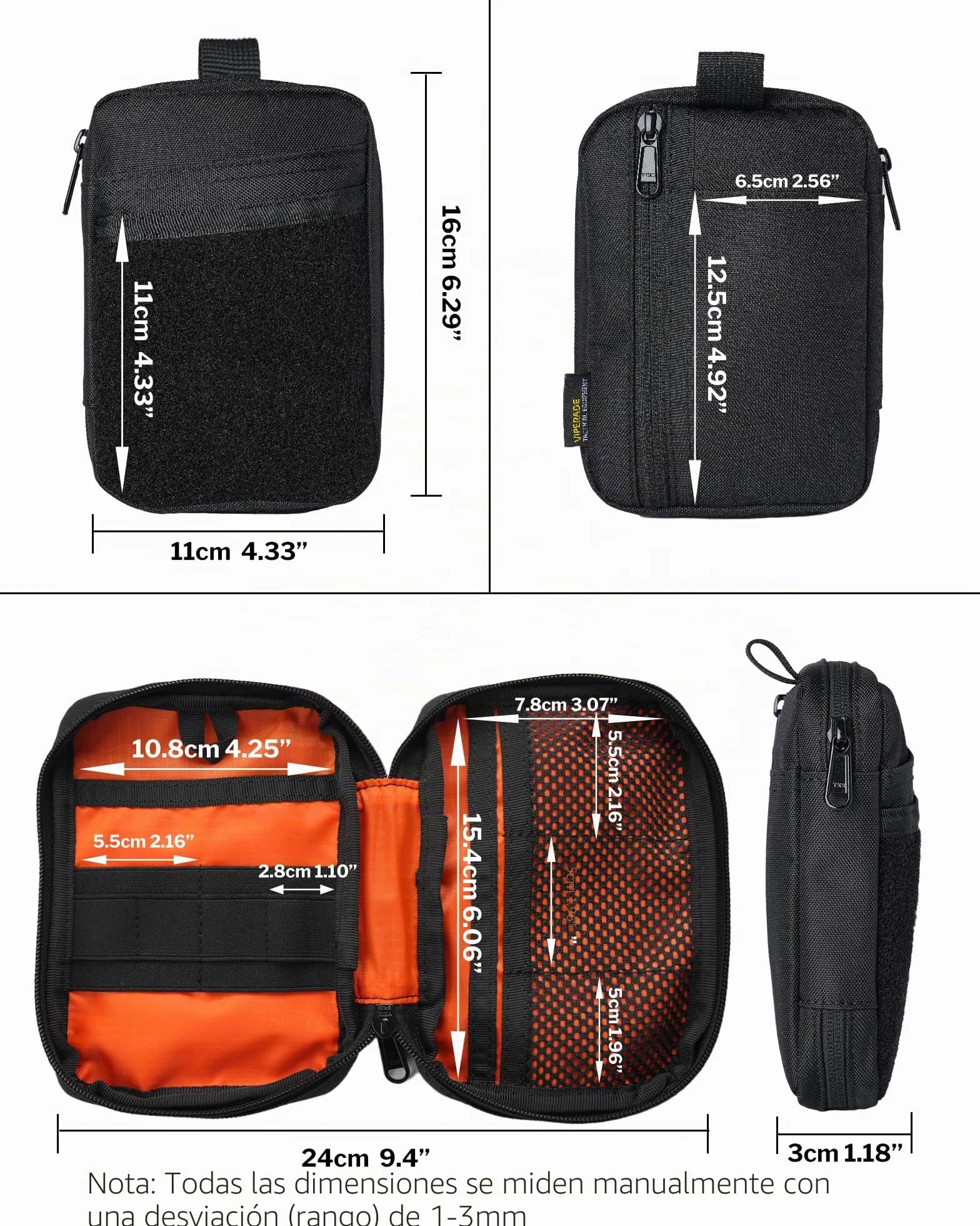 VIPERADE VE32 EDC Bolsa, Bolsa EDC con Cierrede Lazo, Bolsa Táctica, Organizador de Bolsillo Bolsa EDC, Bolsa Multiherramienta para Exteriores para Camping/Bushcraft/Viajes/Senderismo