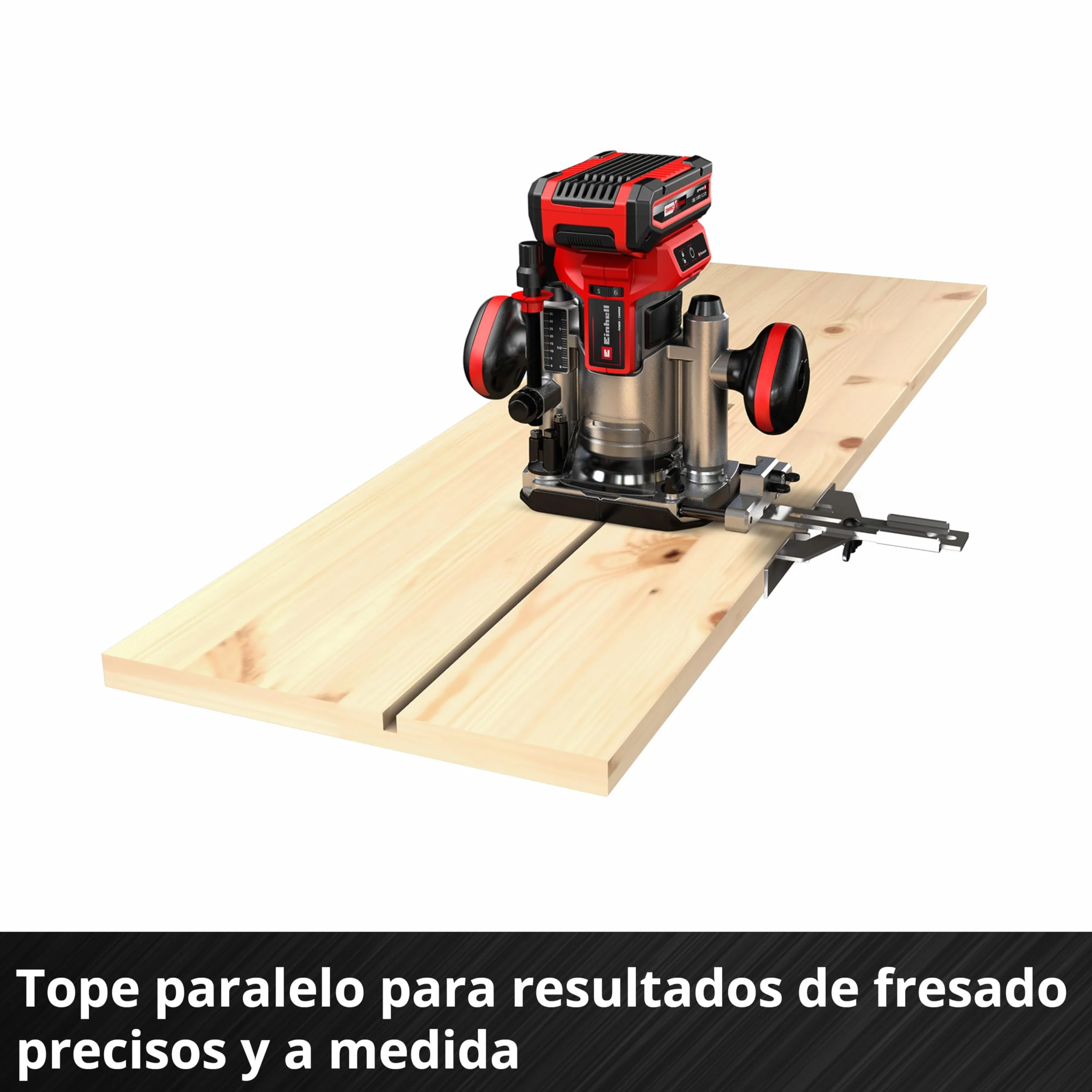 Einhell Professional Set de fresadora superior-de cantos con batería TP-RO Set 18 Li BL-Solo Power X-Change (18V, ajuste fino de profundidad de fresado, incl. accesorios+bolsa, sin batería)