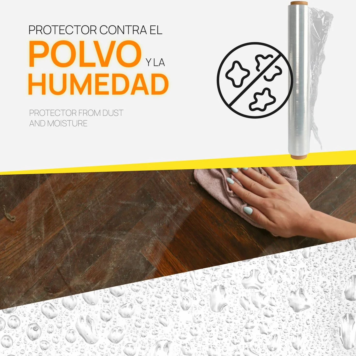 Film Blanco para Embalar, Film, Papel Film, Rollo de Plastico Protector Muebles, Cajas Mudanza, Plastico Cubretodo 50 x 110 m estirables - SIDI (1 und, Blanco)