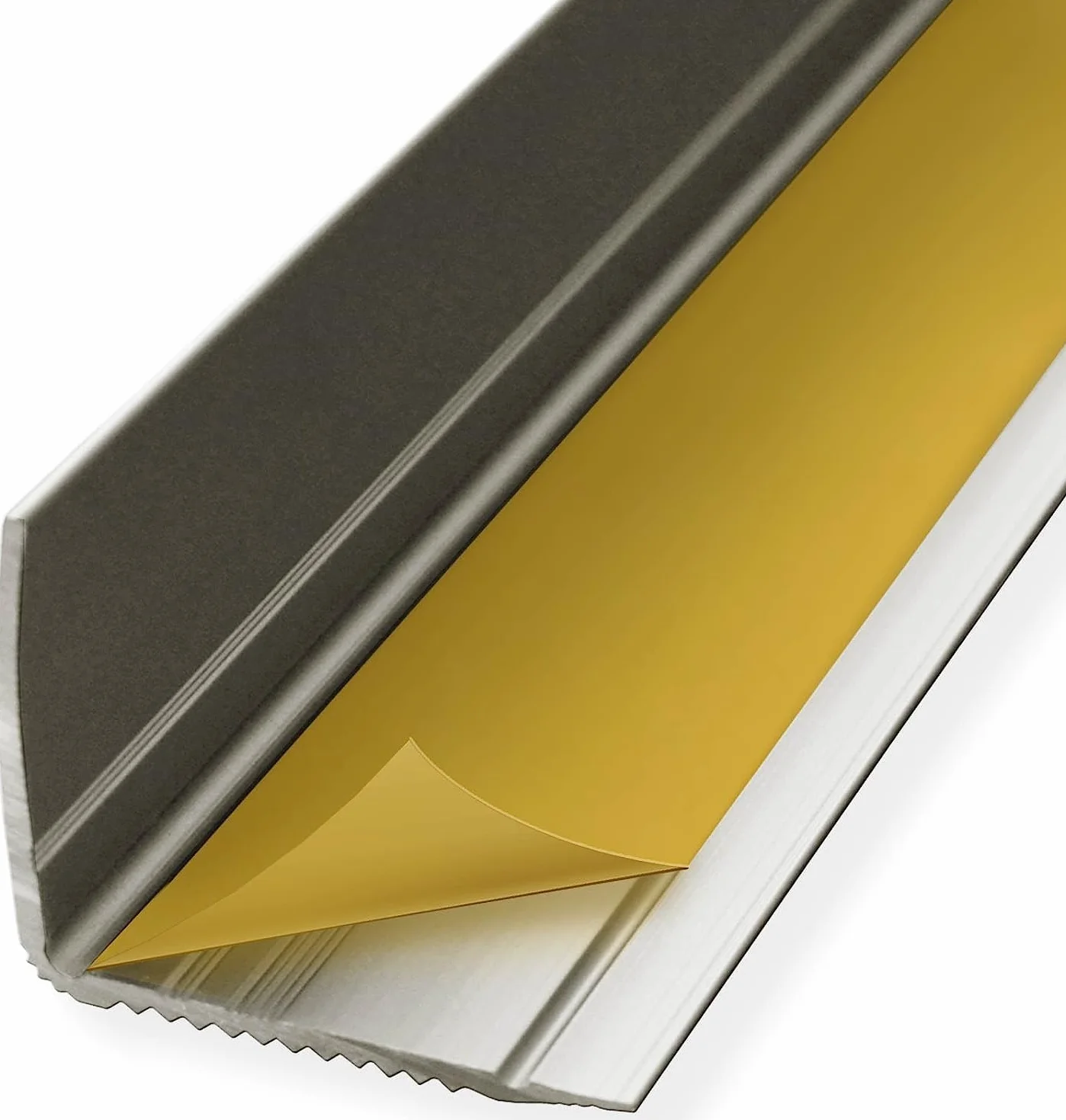 casa pura Perfil de escalera de ángulo de aluminio en forma de L, sin taladrar, perfil angular, perfil de borde anodizado, 1 pieza, 3 x 2 cm, integral (dorado, 100 cm)