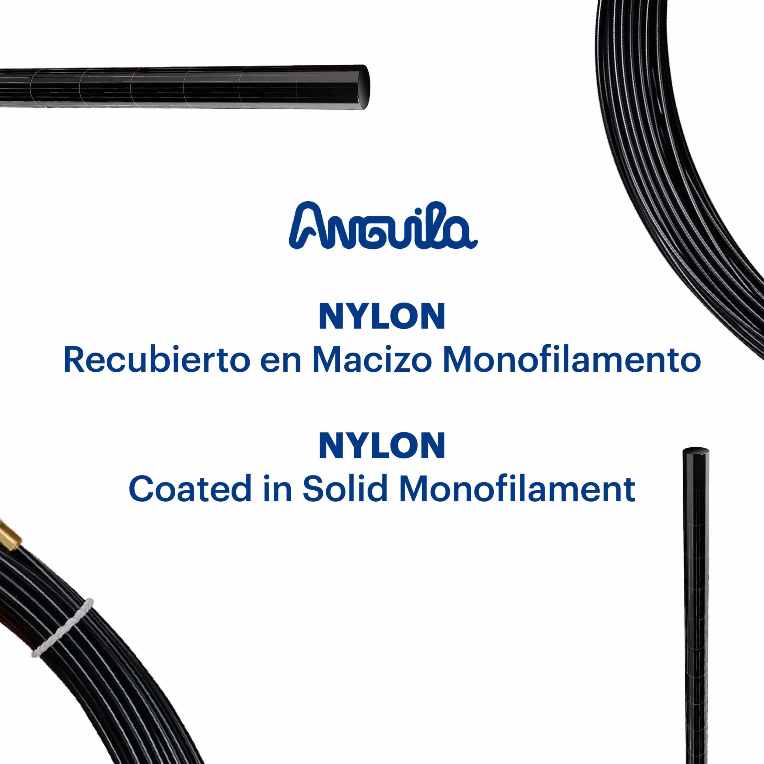 Anguila | Guía Pasacables | Terminales Fijos | Monofilamento | Nylon | Color Negro | Diámetro 4mm | 20 Metros