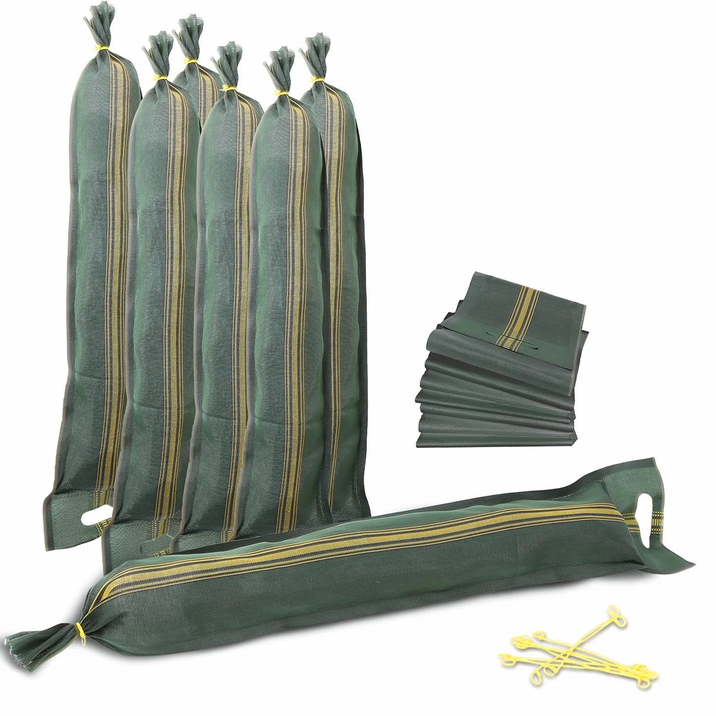 20 Sacos de arena contra inundaciones vacíos – Saco para las puertas de los sótanos – Bolsas con asa (25 x 100 cm)