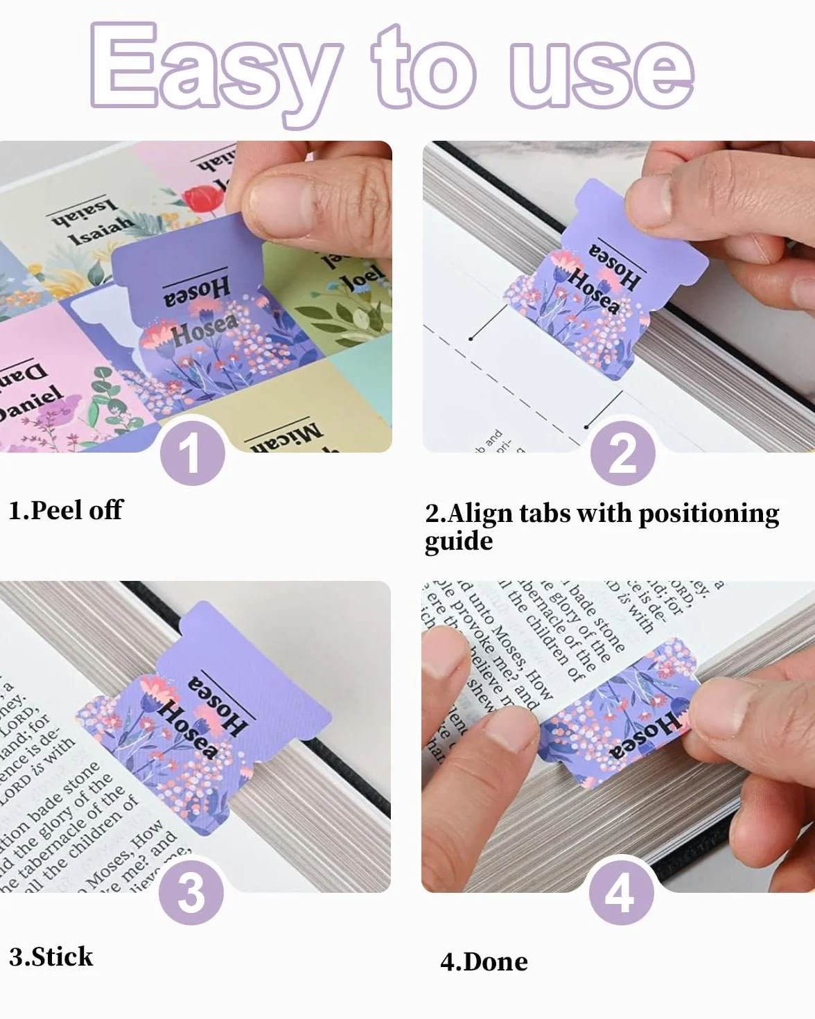 Pestañas de la Biblia para mujeres, 5 hojas, rosa, laminadas, Antiguo y Nuevo Testamento
