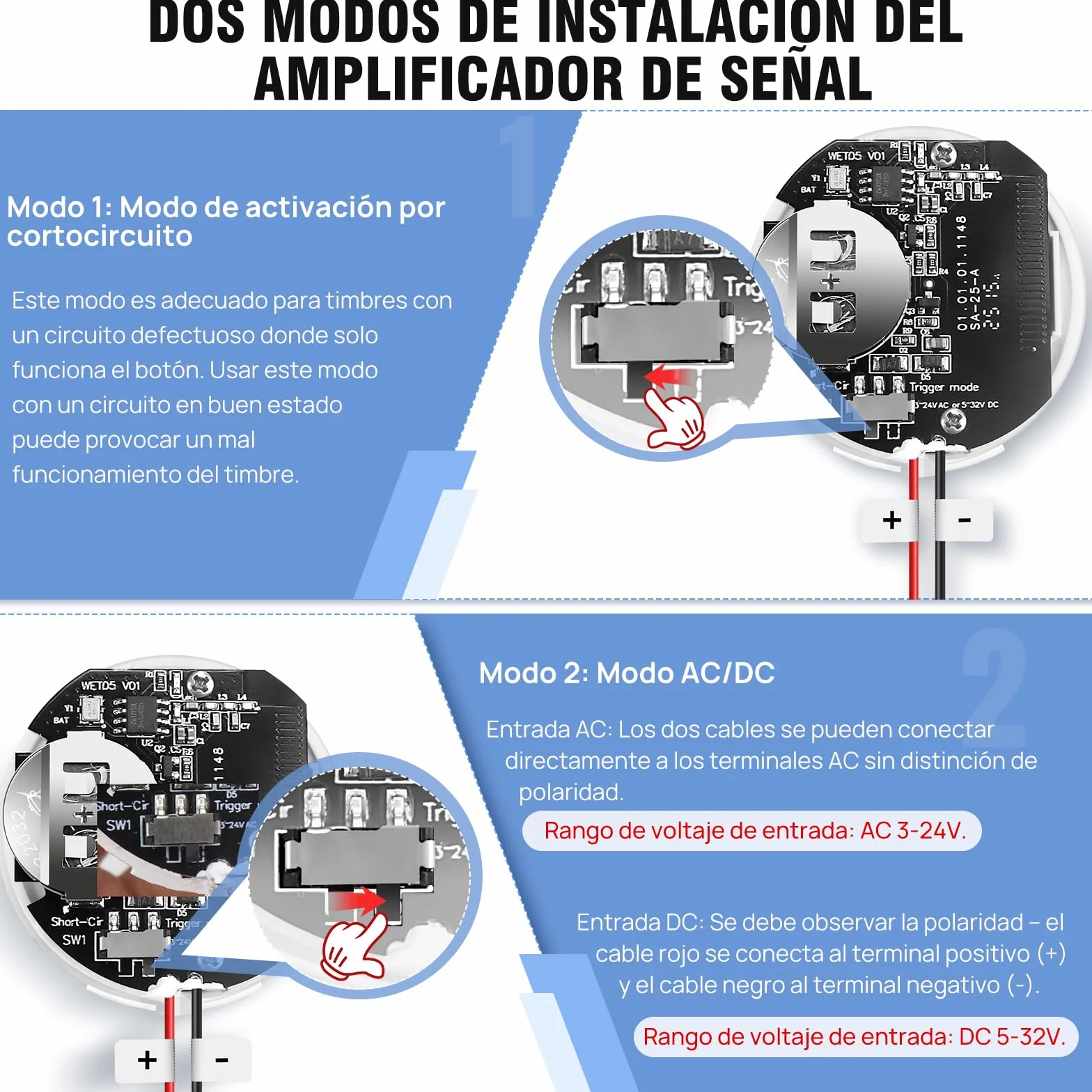 Conjunto de Extensión de Señal Inalámbrica PHYSEN, Amplificador de Timbre y Campana, Reenvío de Timbre para Timbre Existente, Timbre para Dormitorio, Ático y Sótano, 1 Repetidor de Señal 1 Receptor