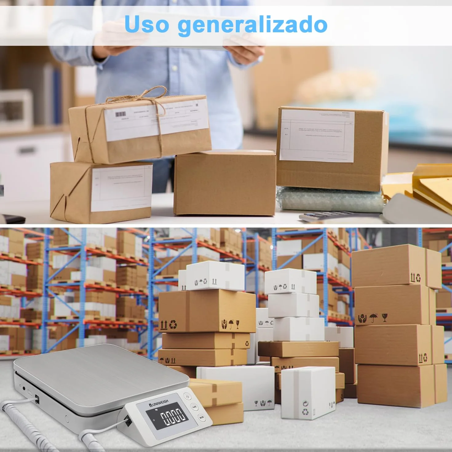 UNIWEIGH Báscula Postal Digital 88lb/0.1oz con Tare y LCD, para Paquetes Pequeños