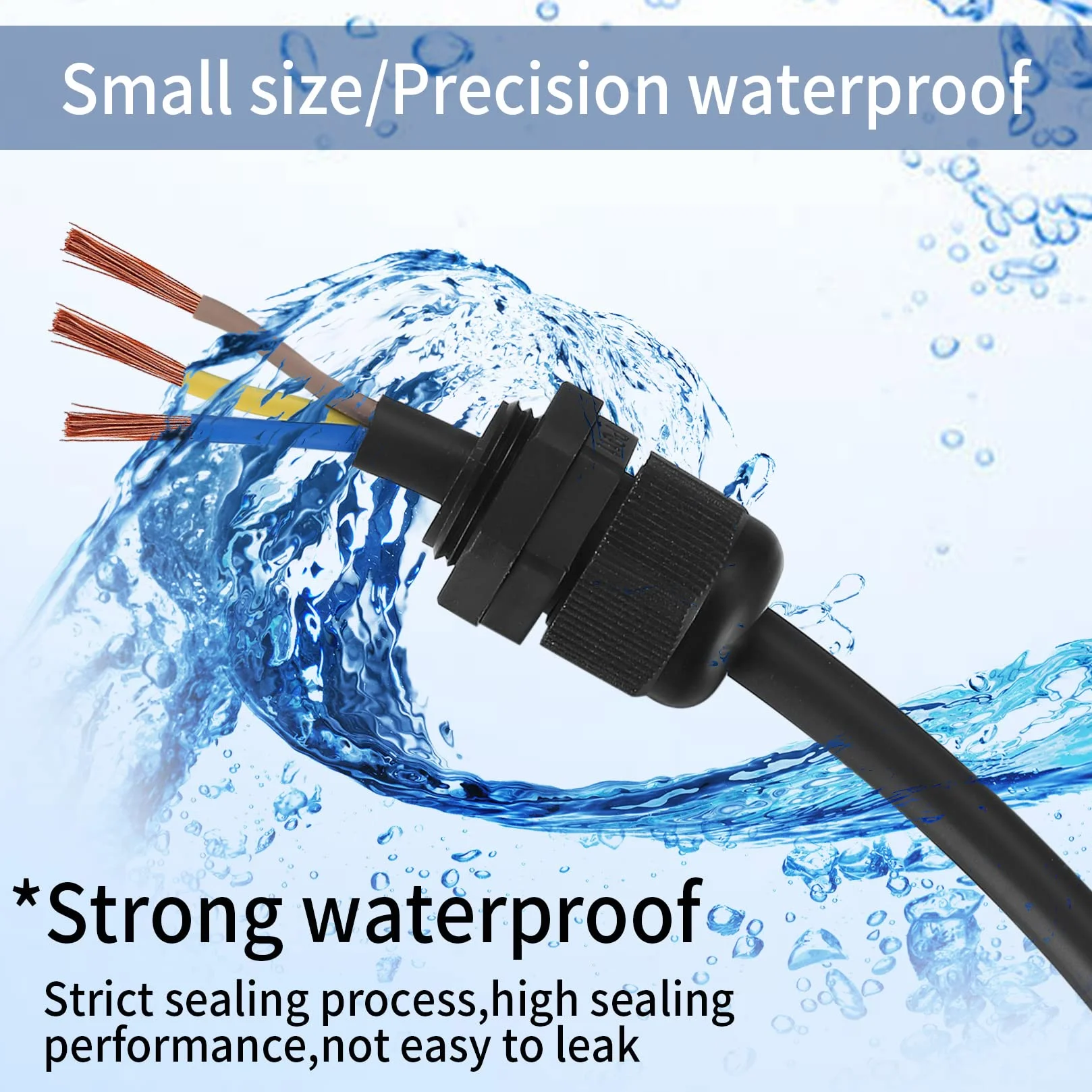 50 Piezas Conectores de Cable Impermeable IP68 Prensaestopas Ajustable PG7/9/11/13.5/16/19 Negro