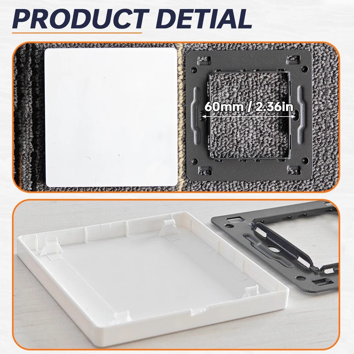 2 paquetes Placa en blanco única Orificio para tornillo oculto Cubierta de placa ciega de forma cuadrada de 1 unidad Placa ciega para enchufe eléctrico de una sola unidad