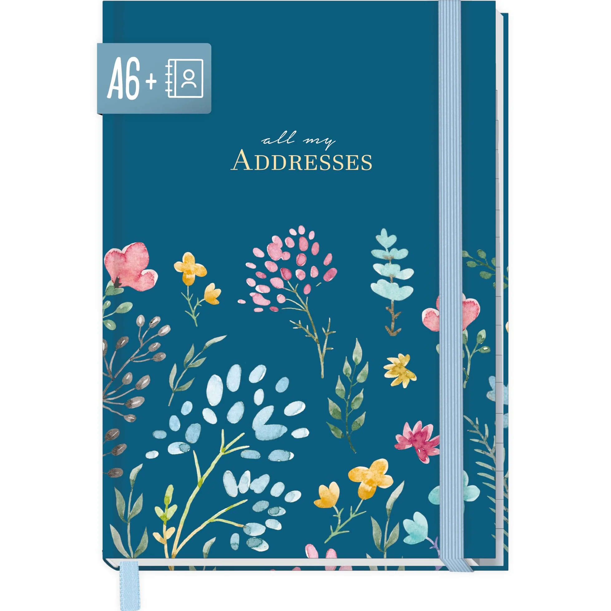 Paper&you® Libreta de Direcciones A6+ Índice A-Z Papel Premium 120 g/m² Happy Flower