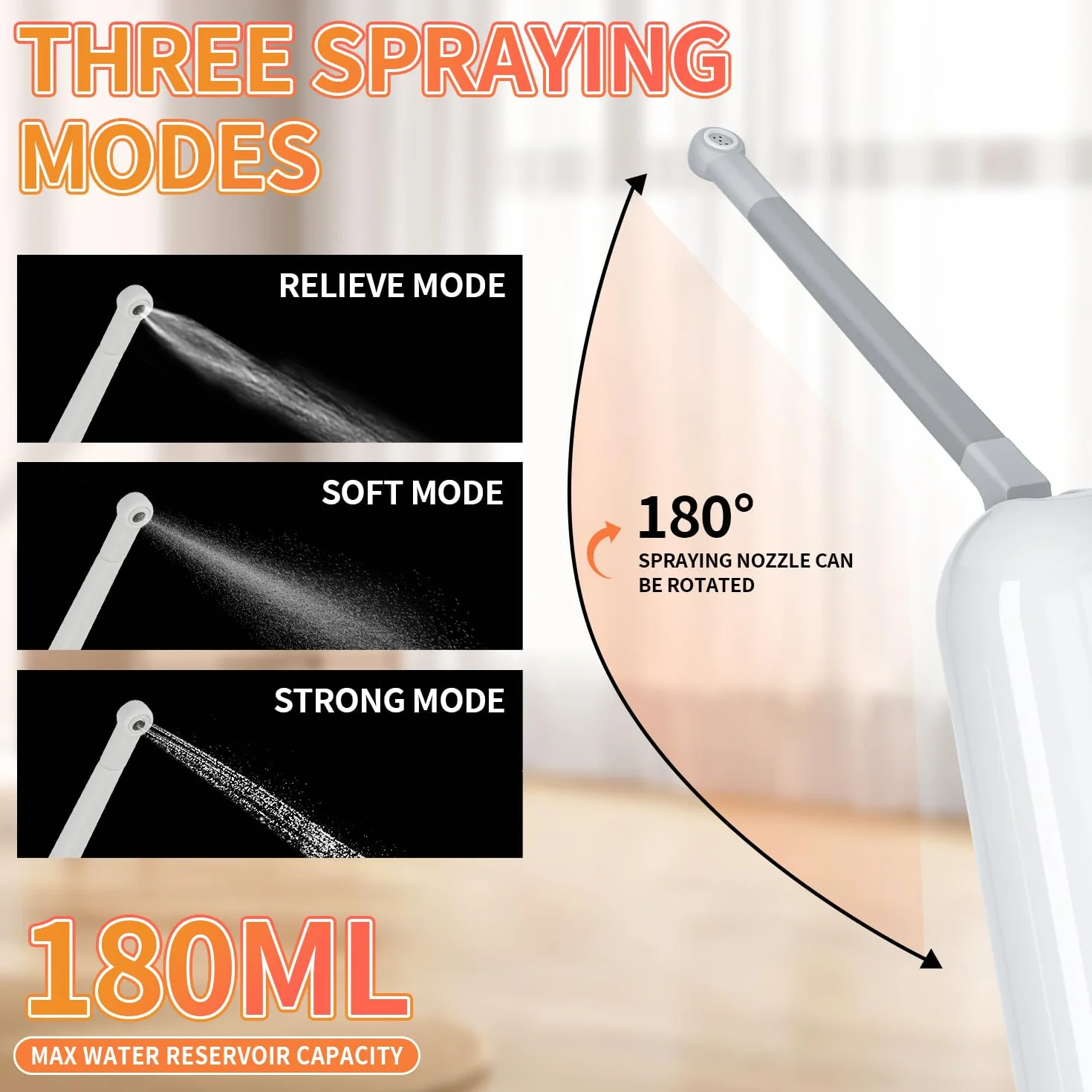 Bidé de viaje portátil recargable 180ML, IPX7 impermeable Bidé eléctrico pulverizador con 3 modos de pulverización para la higiene personal de limpieza, calmante cuidado postnatal