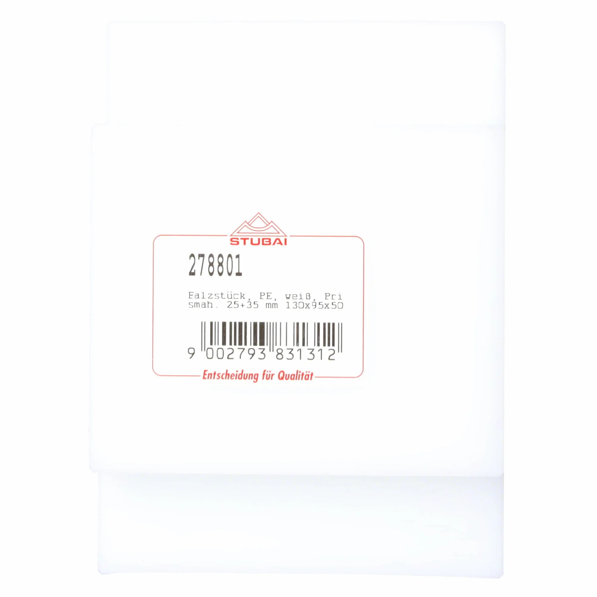 Stubai 278801 - Pieza plegable, PE (25 mm, 35 mm, 130 x 95 x 50 mm) color blanco